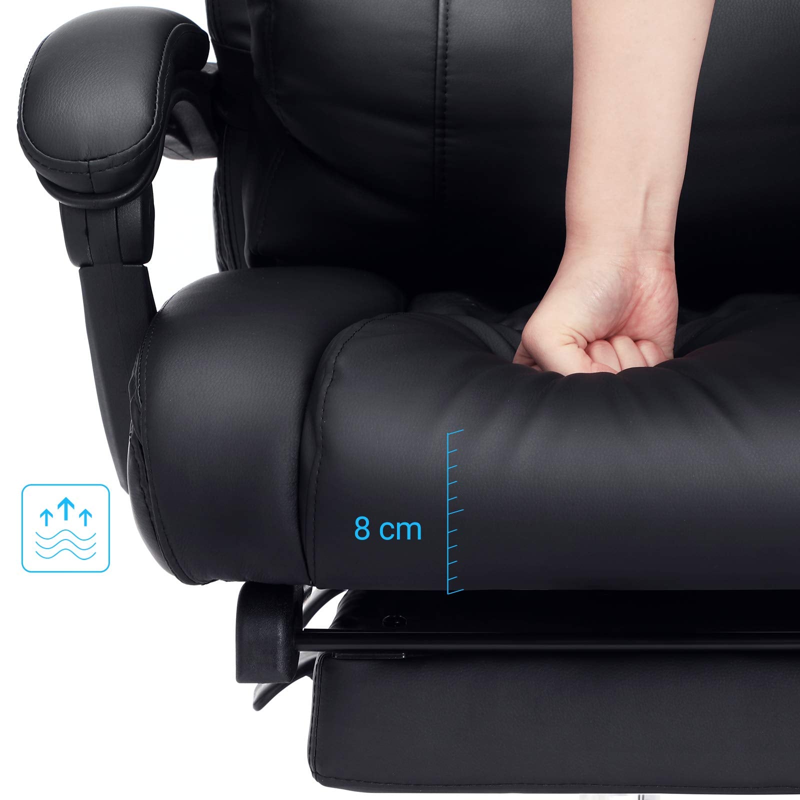SONGMICS Ergonomic Office Chair with Footrest | Height Adjustable 117-125 cm | Supports up to 150 kg | Black 6