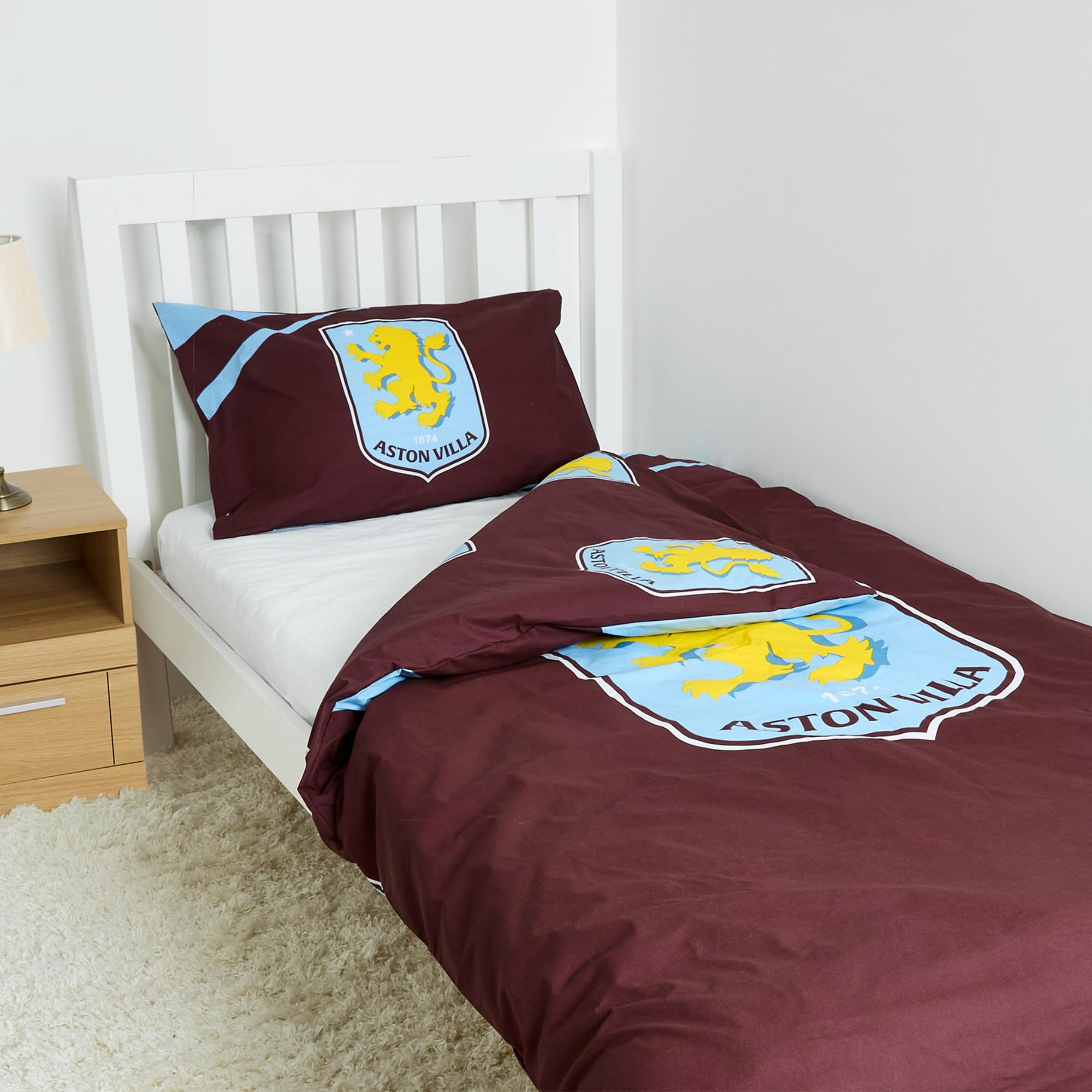The Gift Scholars Aston Villa FC Single Duvet Cover Set | Reversible Polycotton | 135x200cm
