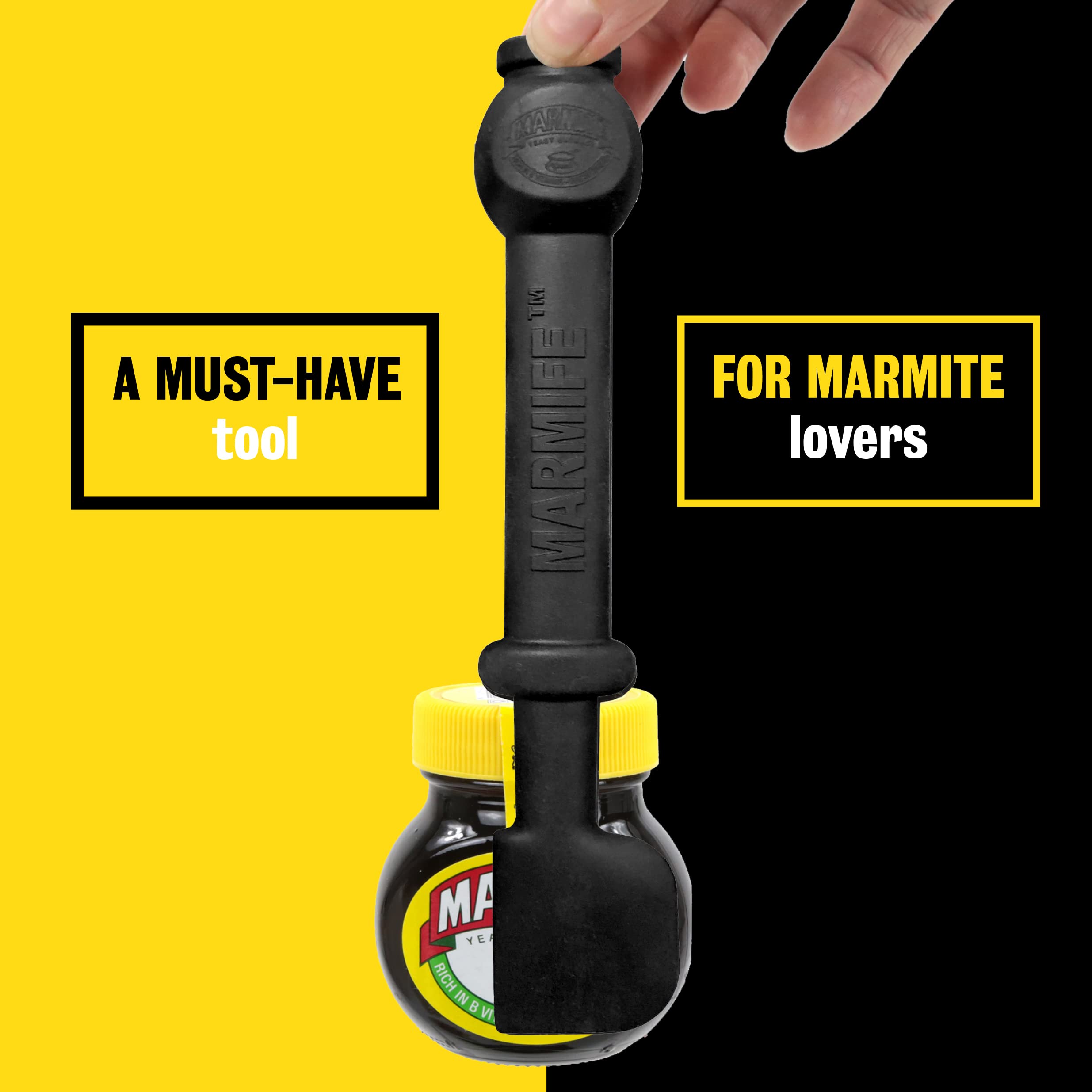 Kimm & Miller Marmite 'Marmife' Knife Spreader & Jar Scraper | Silicone | Black 4