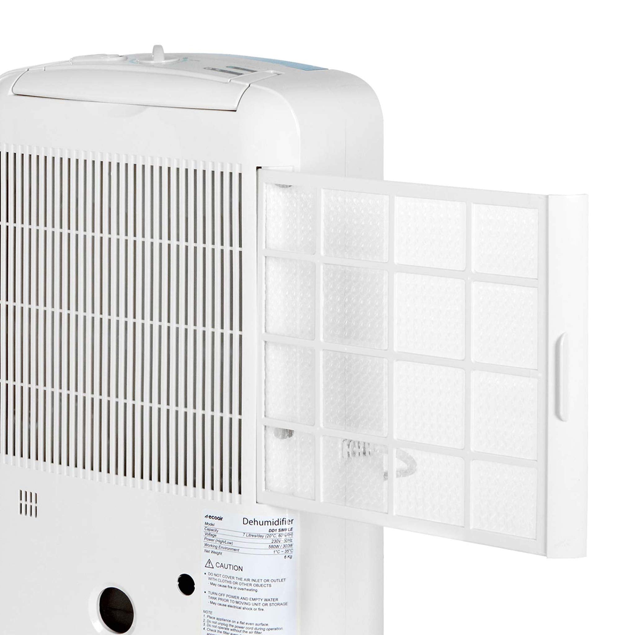 EcoAir DD1 Simple Blue MK3 Desiccant Dehumidifier - 7.5 L/Day Extraction | 34dBA Quiet | 6Kg Lightweight 8