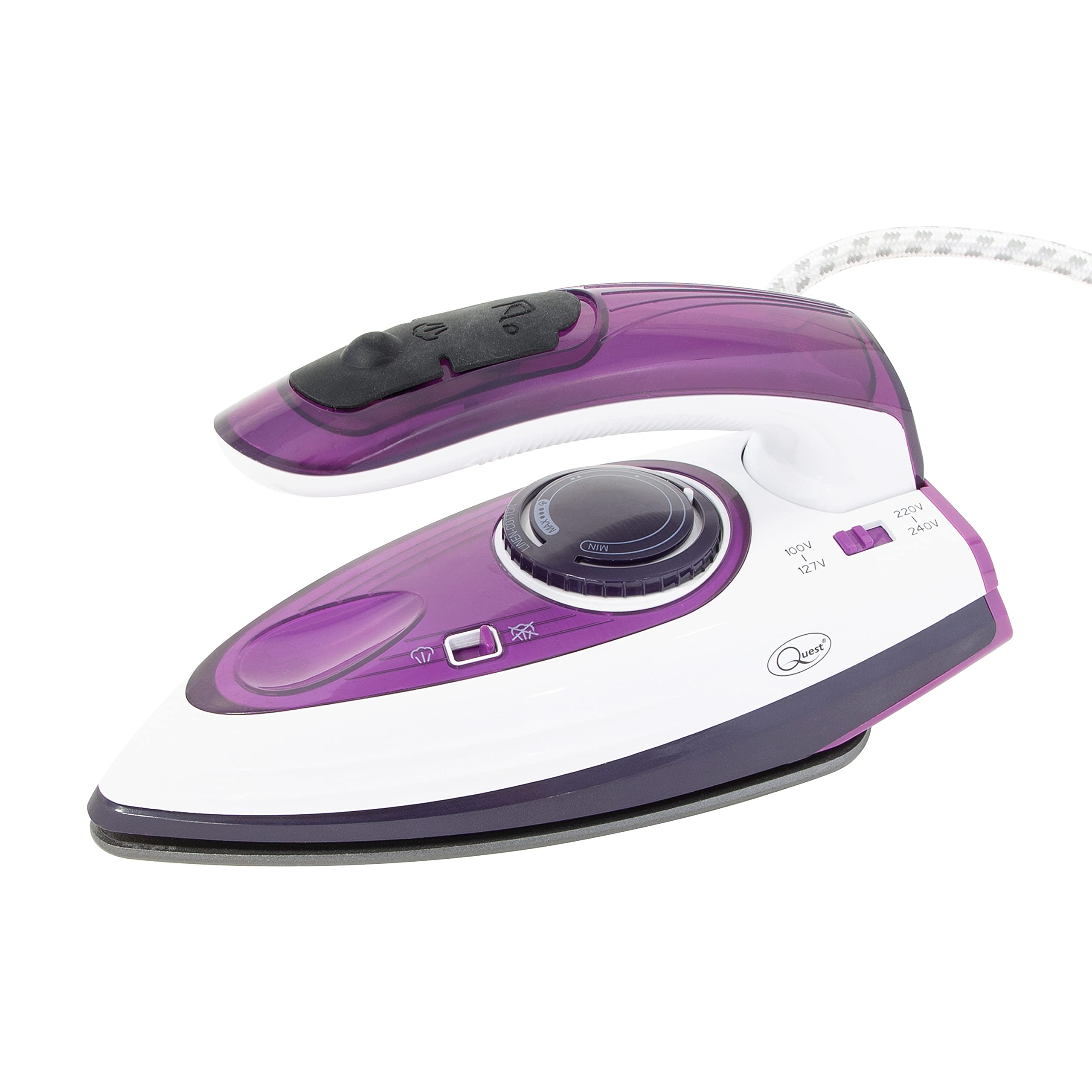 Quest 34030 1000W Travel Steam Iron - Collapsible Handle, Dual Voltage, 50ml Tank 1