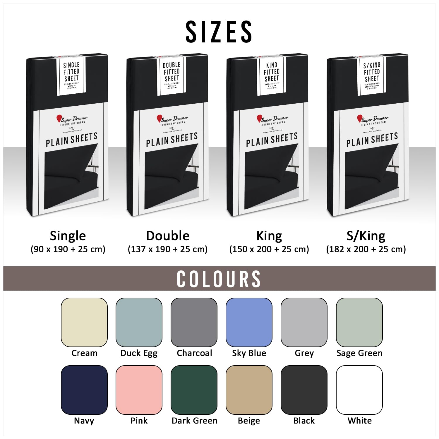 Super Dreamer Microfiber Fitted Sheet - Double Size, Black, 100% Polyester | Fits up to 25cm Deep 6