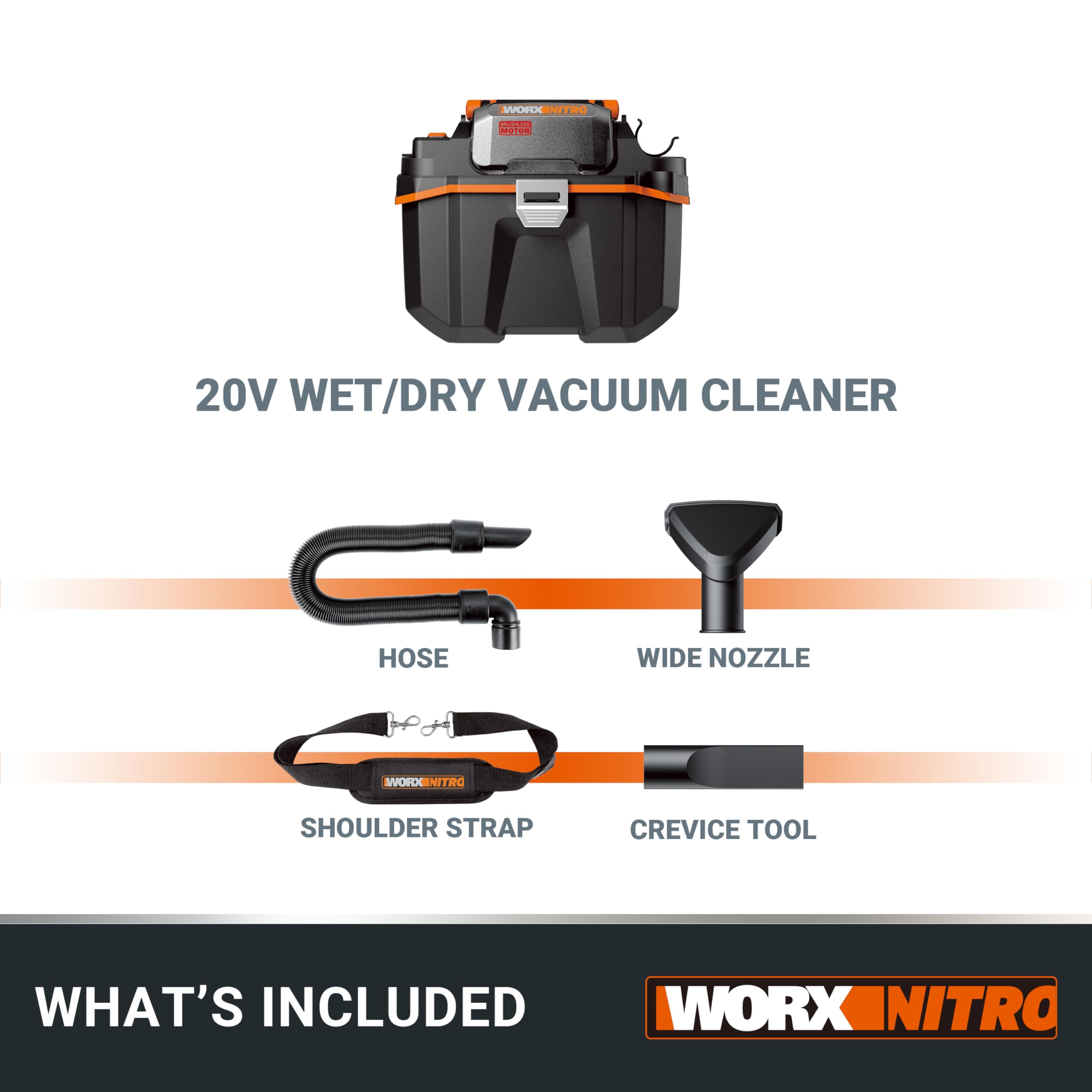 WORX WX031.9 18V (20V MAX) Cordless Compact Wet/Dry Vacuum Cleaner | 16kPa Suction | 8L Capacity 6