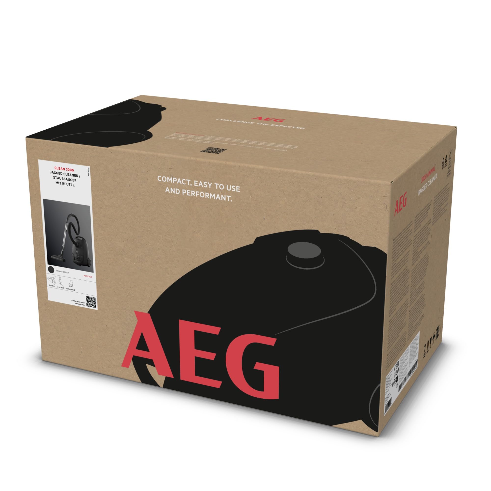 AEG 3000 Series CLEAN Bagged Cylinder Vacuum AB31C1GG | 750W | 7.5m Radius | Graphite Grey 8