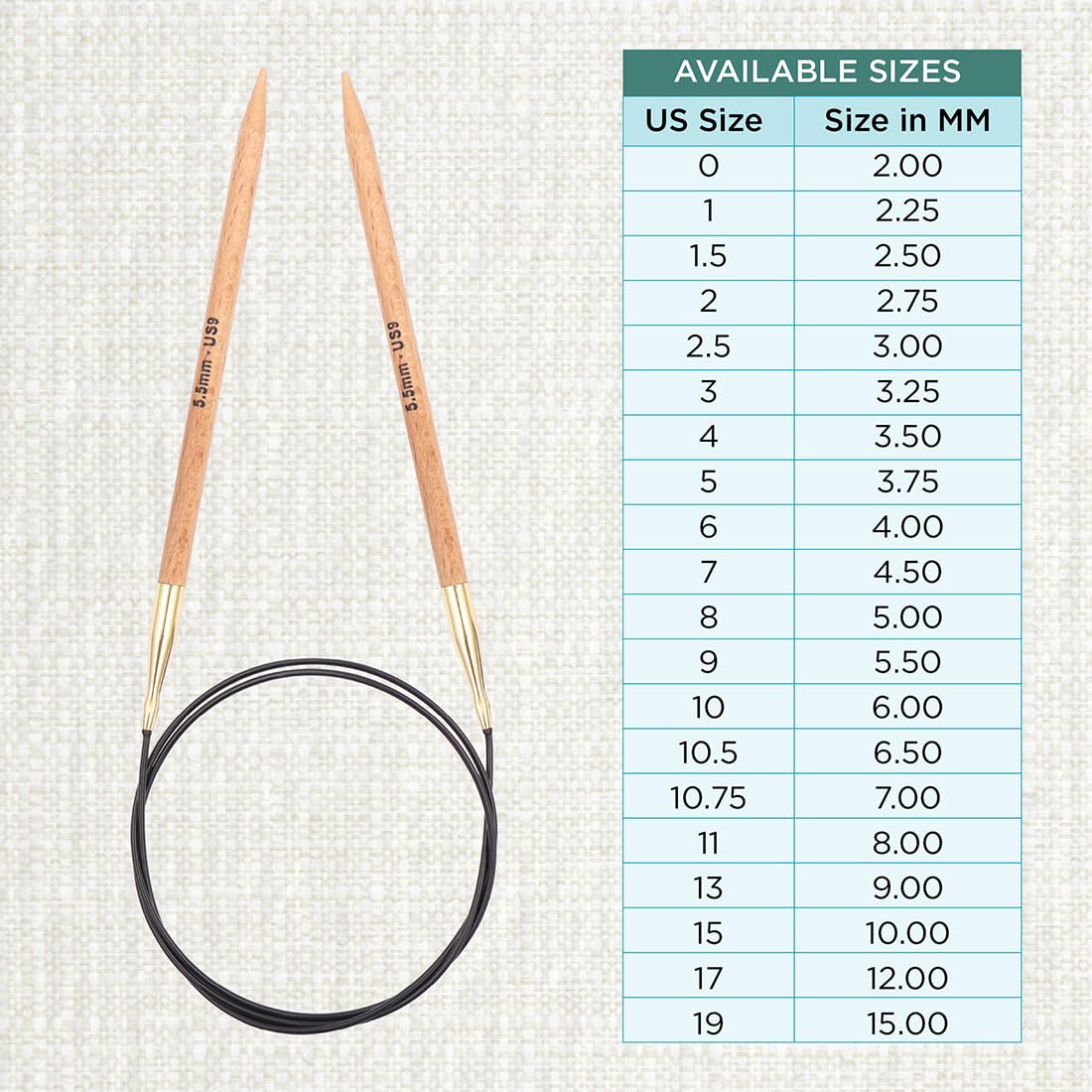 KnitPro Basix Beech Fixed Circular Needles - 80cm (32in) Length | 5.50mm Diameter | Beech Wood 4