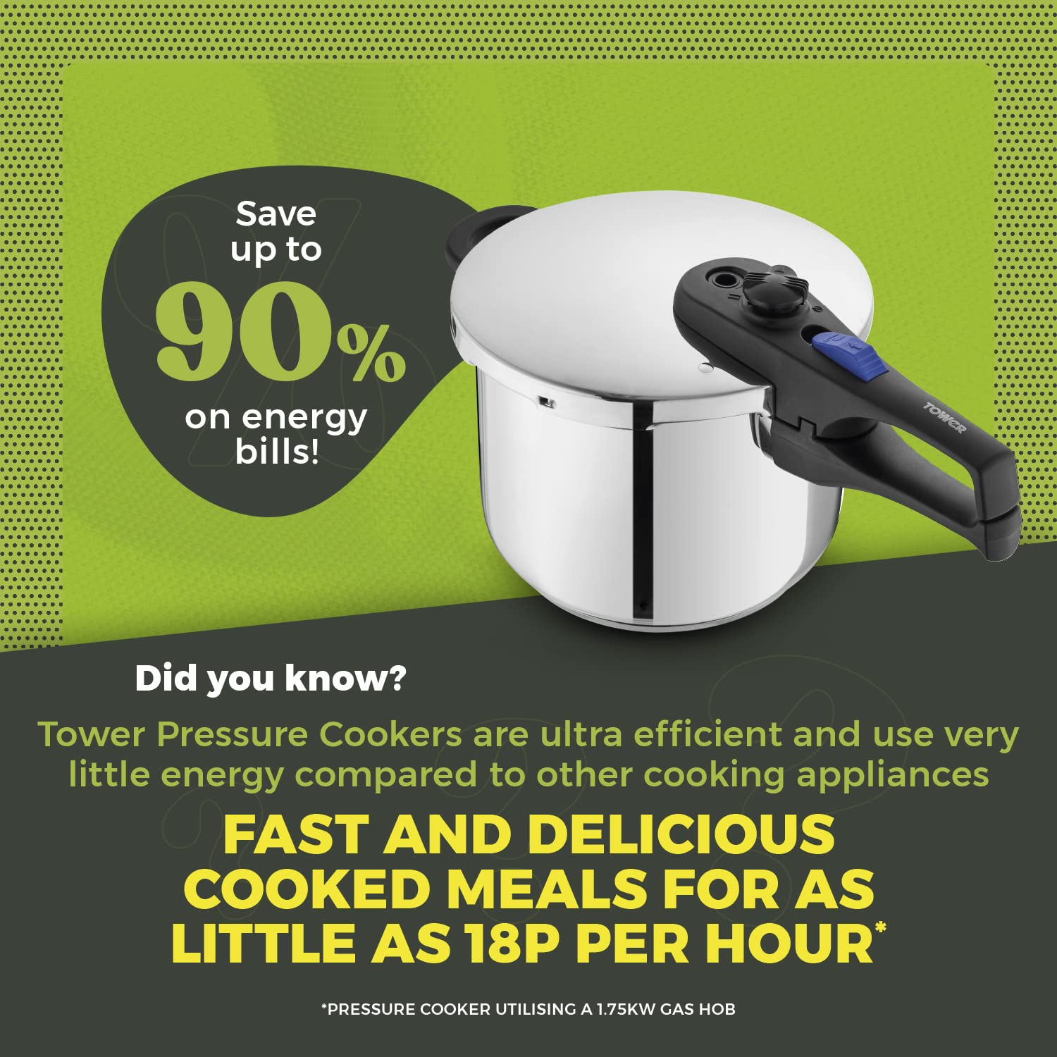 Tower Express Pressure Cooker - 6L Capacity | Stainless Steel | Bakelite Locking Lid 7