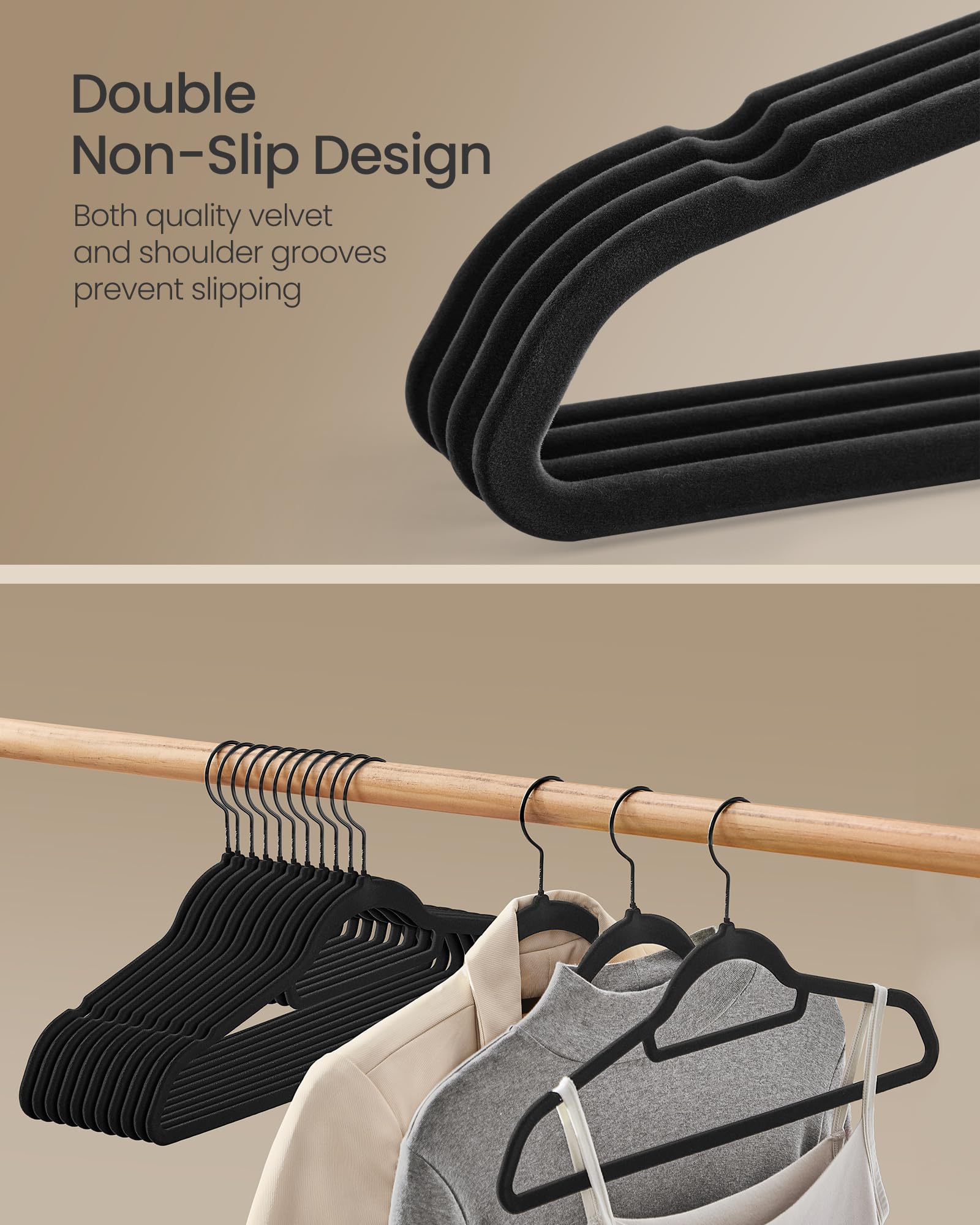 SONGMICS Velvet Hangers - Set of 50 Non-Slip Coat Hangers | 5kg Capacity | Space Saving Slim Design 3