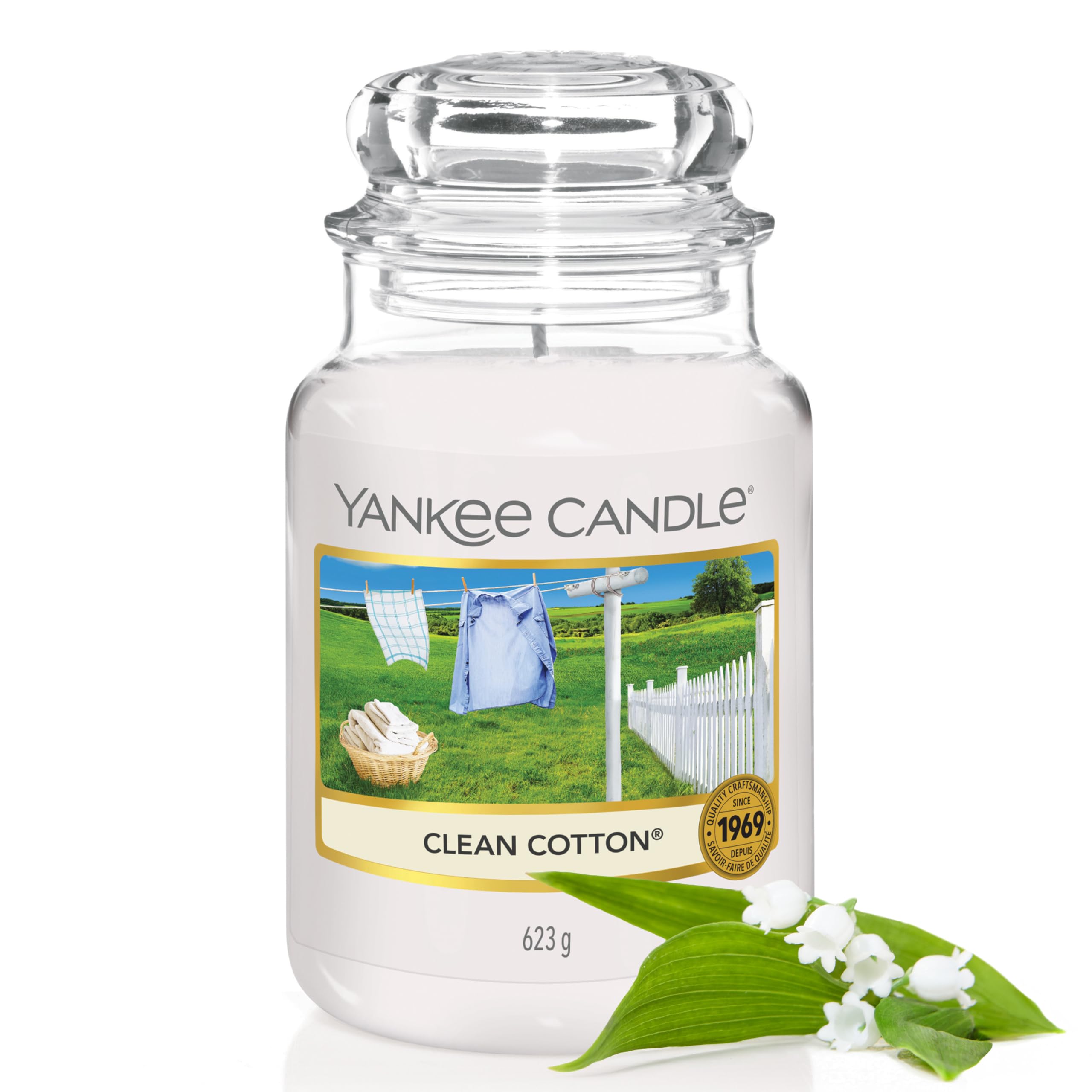 Yankee Candle Clean Cotton Large Jar Scented Candle | Up to 150 Hours Burn Time | 623g 1