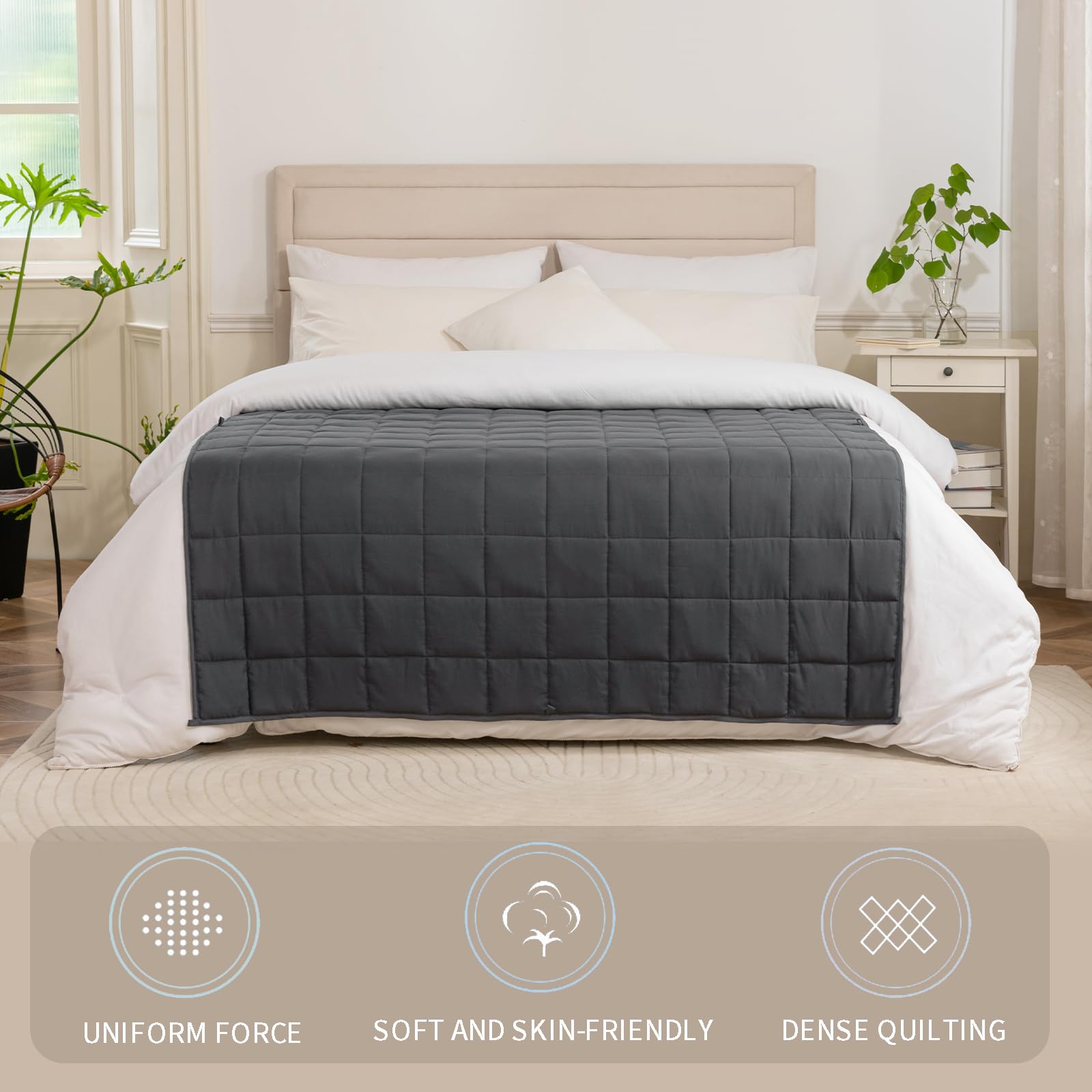 Good Nite Weighted Blanket for Adults - 6kg, 125x180cm Grey Blanket for Improved Sleep & Relaxation 2