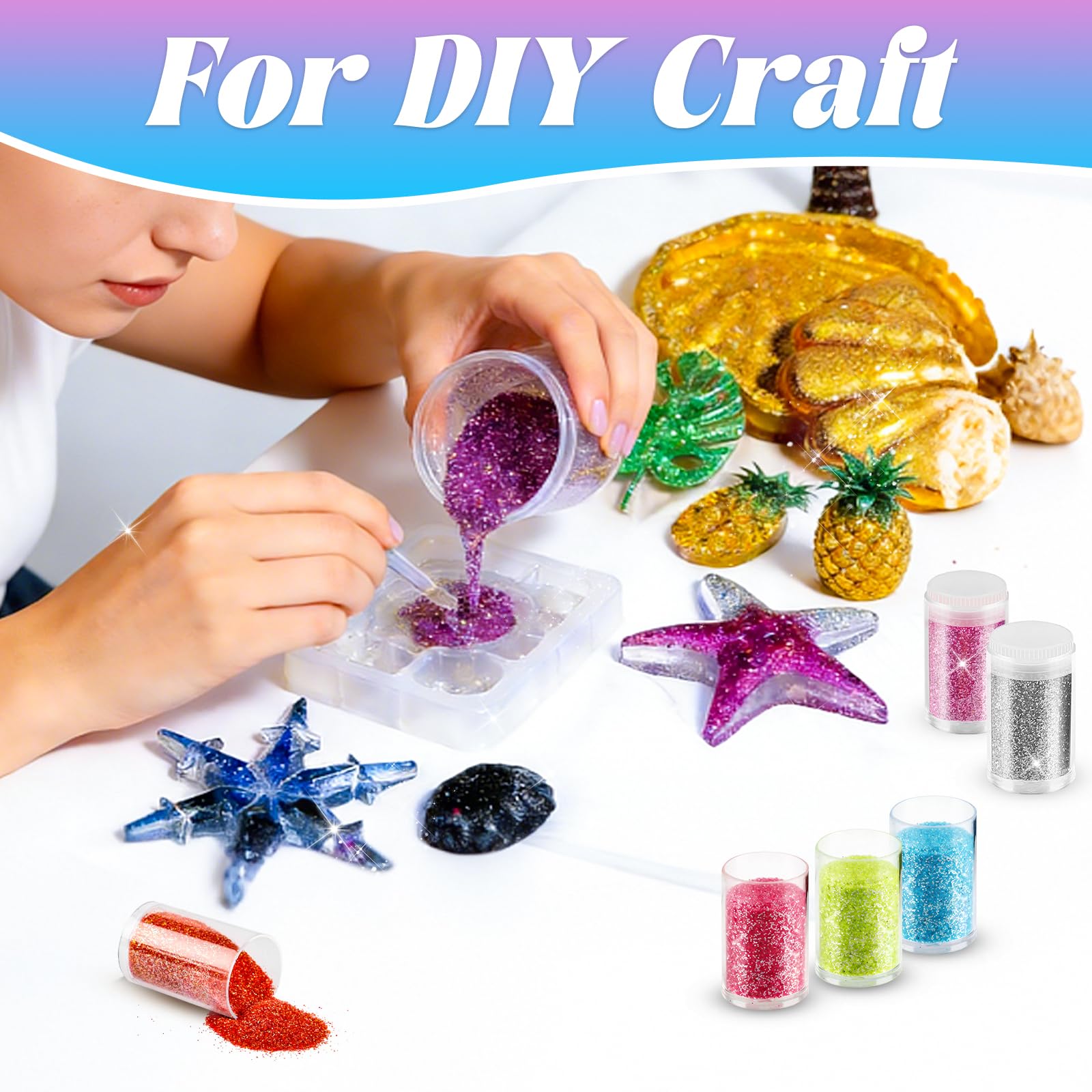 MOXYOY Fine Glitter Powder - 32 Vibrant Colours for Epoxy Resin, Tumblers, and Crafts | Powder Format 3
