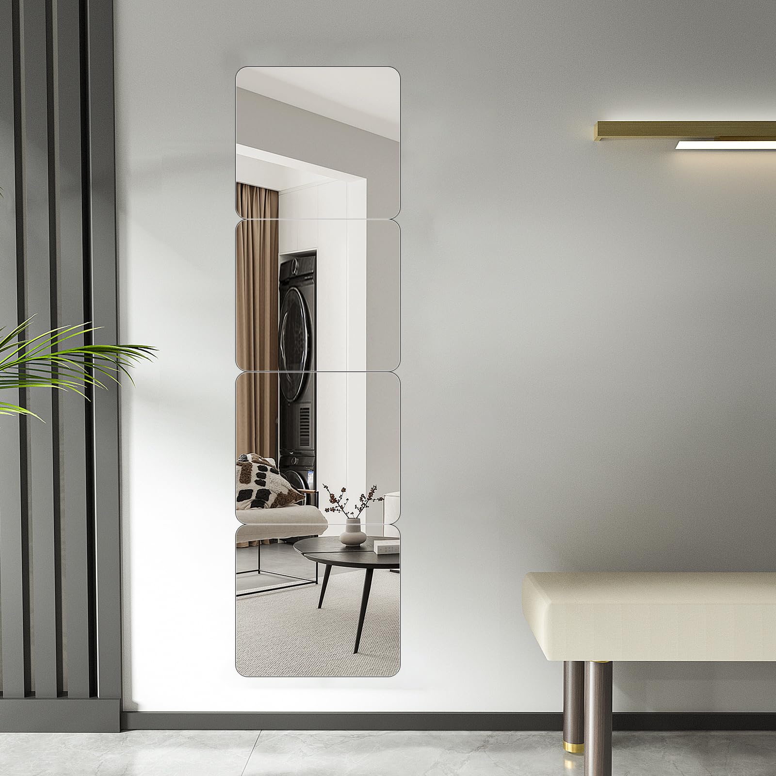 ASelected 6 Pack Self Adhesive Mirror Tiles 20x20 cm - Lightweight Acrylic for Home & Gym | Easy Installation 7