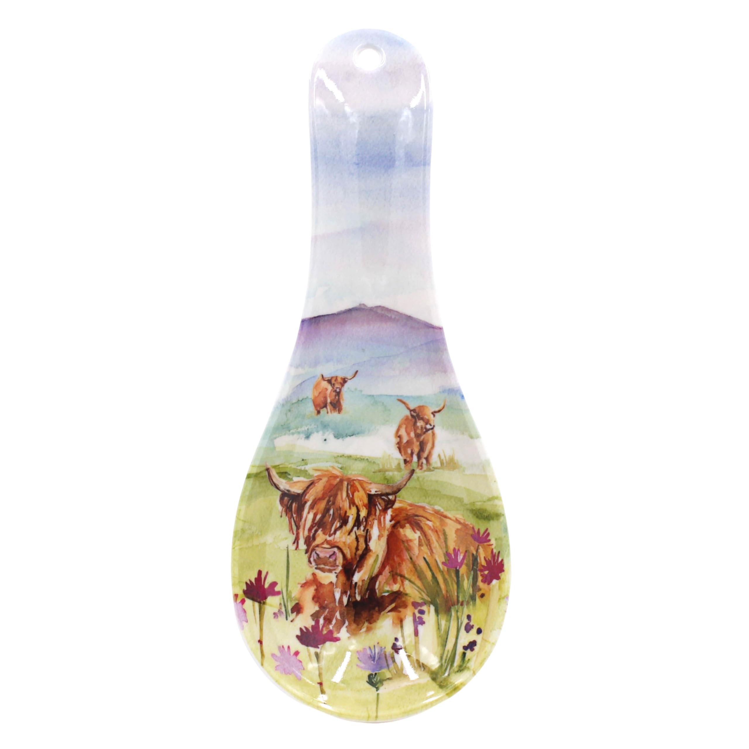 The Leonardo Collection Ceramic Spoon Rest - Highland Cow Artwork | Glossy Finish | LP96774 1