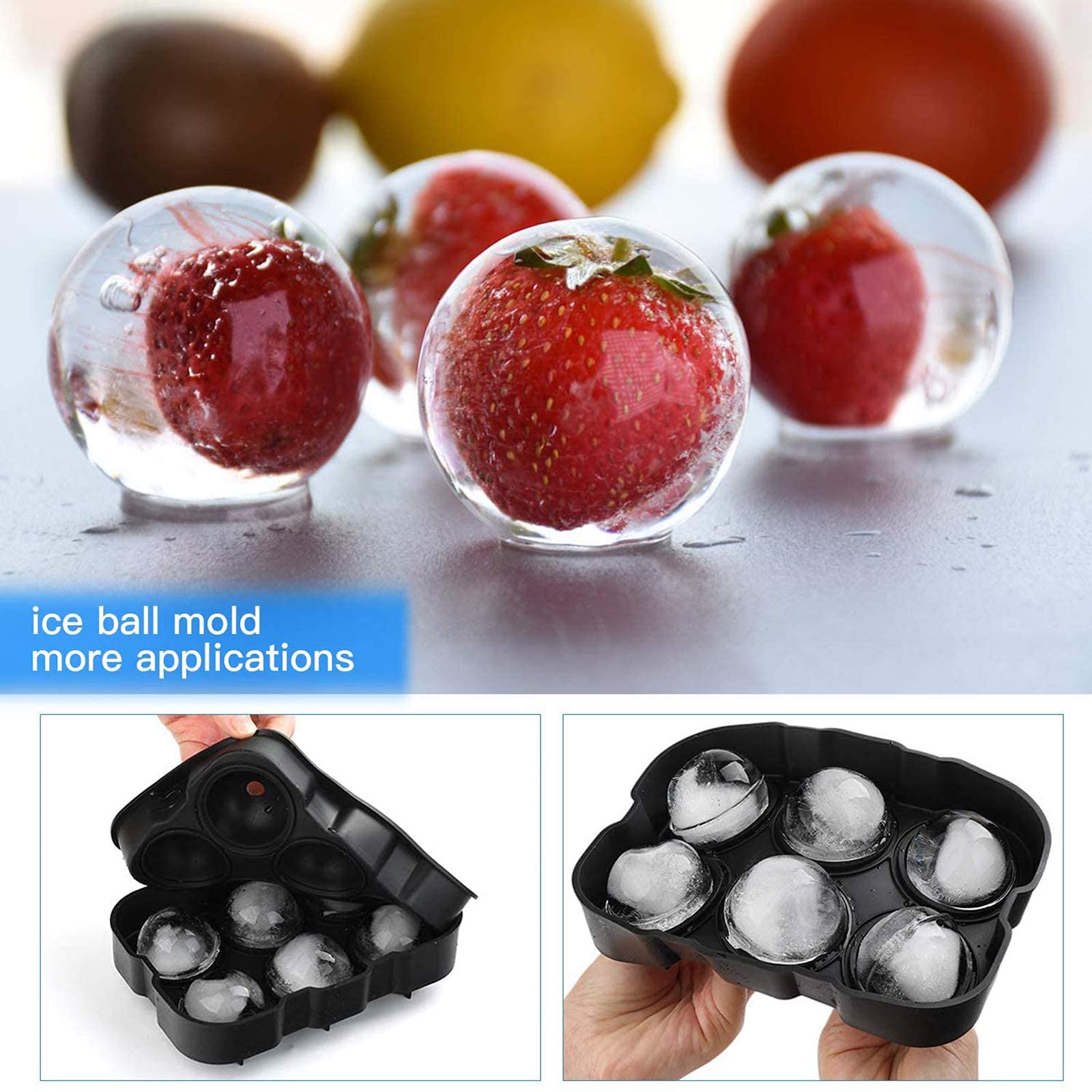 LUCKEA 2 Pcs Silicone Ice Cube Moulds & Trays - Large Slow-Melting Cubes for Cocktails & Whiskey | BPA Free 4