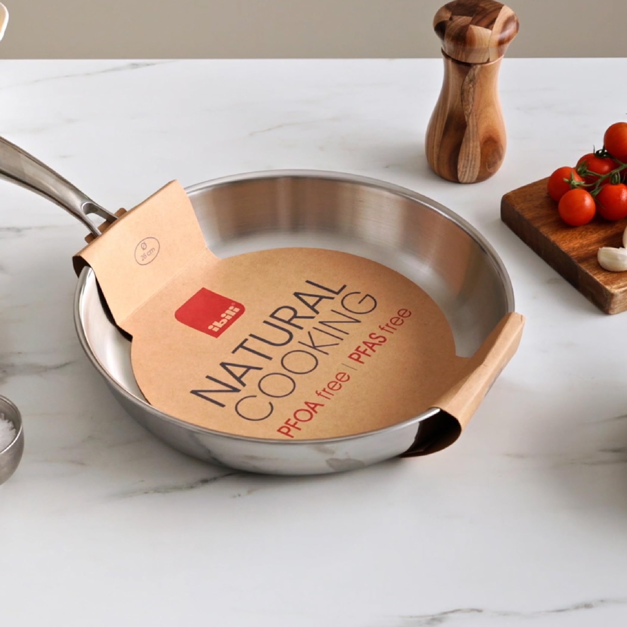 IBILI Triply Natural Frying Pan - 22 cm Diameter | Tri-Ply Stainless Steel & Aluminum | Induction Compatible 10