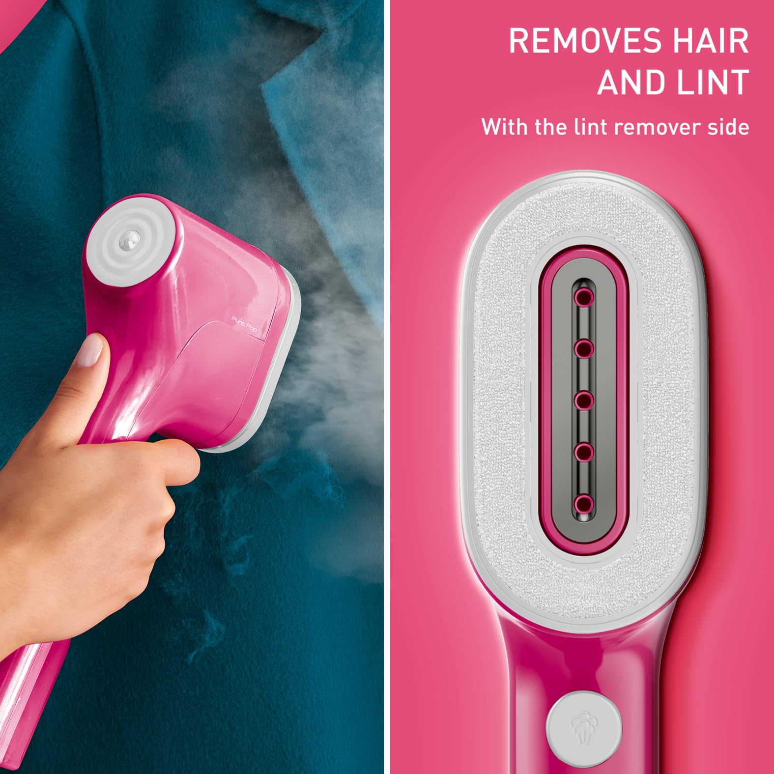Tefal Pure Pop Slim Handheld Clothes Steamer - 15s Heat Up | 20g/min Steam | 70ml Tank | Pink DT2023 7