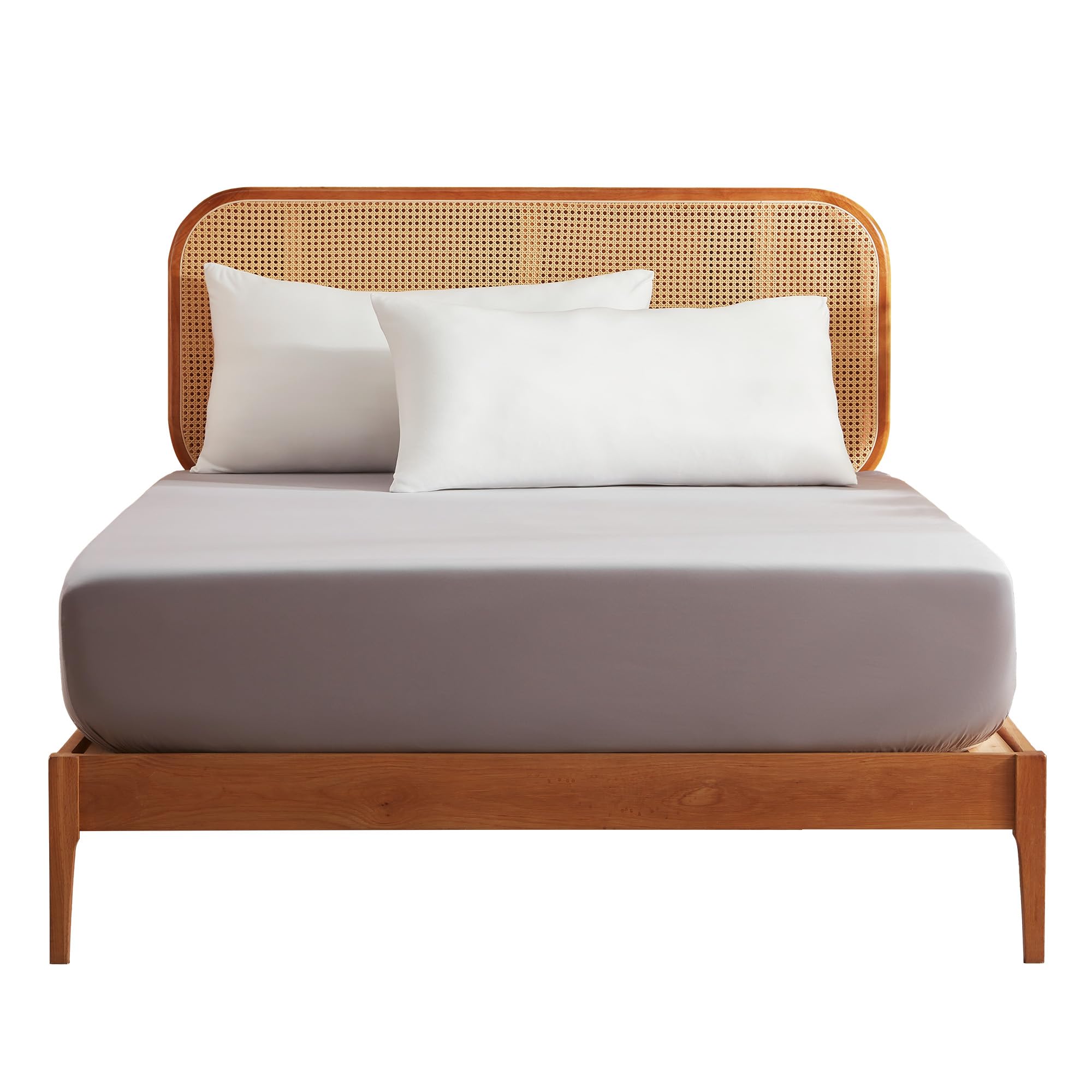 Sonive Double Fitted Sheet - Soft Brushed Polyester, Breathable, 30cm Deep Pocket | Light Grey | 135 x 190 cm 7