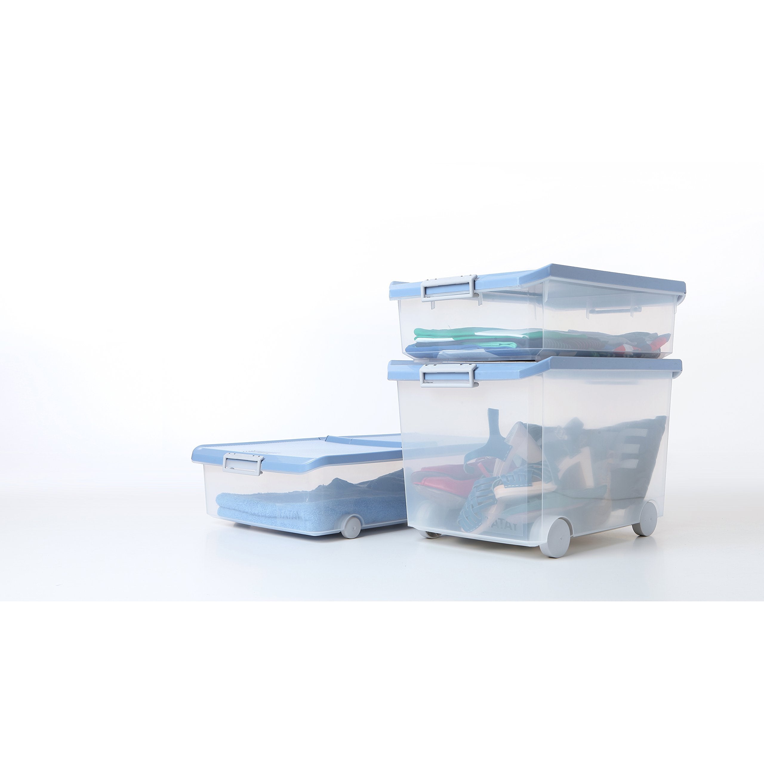 TATAY 14L Lidded Storage Box with Handles | Stackable, BPA Free Polypropylene | Blue 3