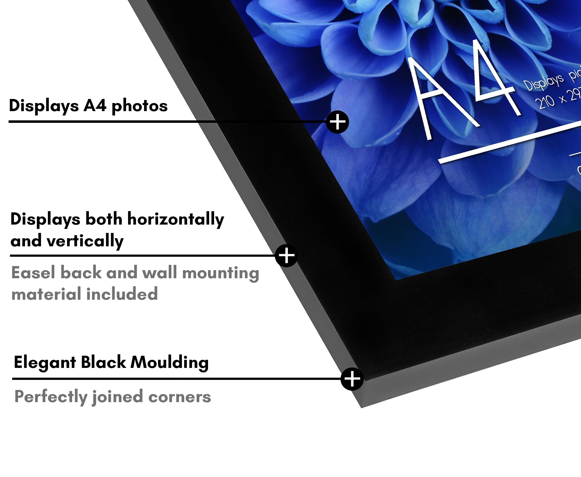Americanflat A4 Picture Frame in Black - Engineered Wood with Shatter Resistant Glass | 21x29.7 cm 3