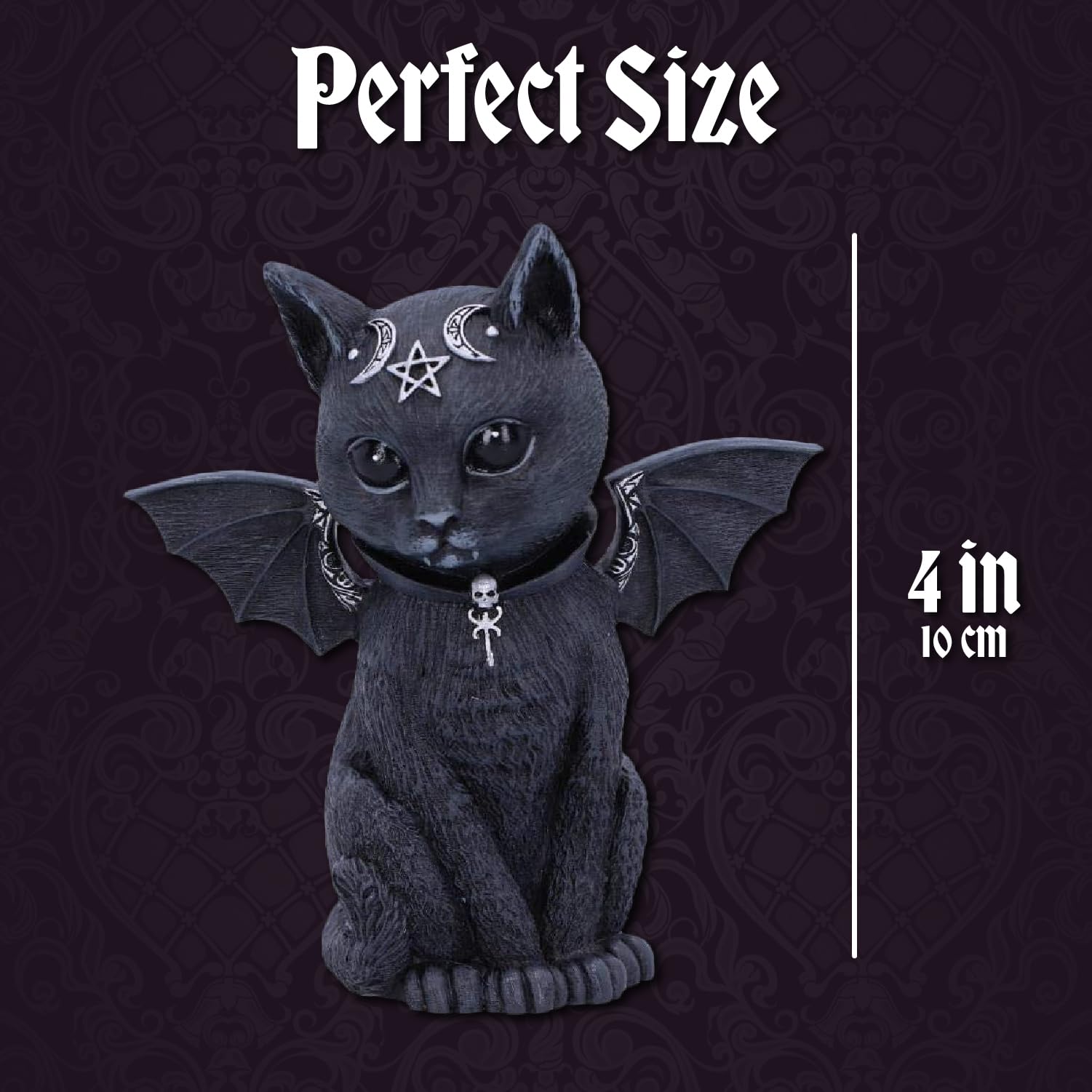 Nemesis Now Malpuss Winged Occult Cat Figurine - Polyresin, Black and Silver, 10cm 6