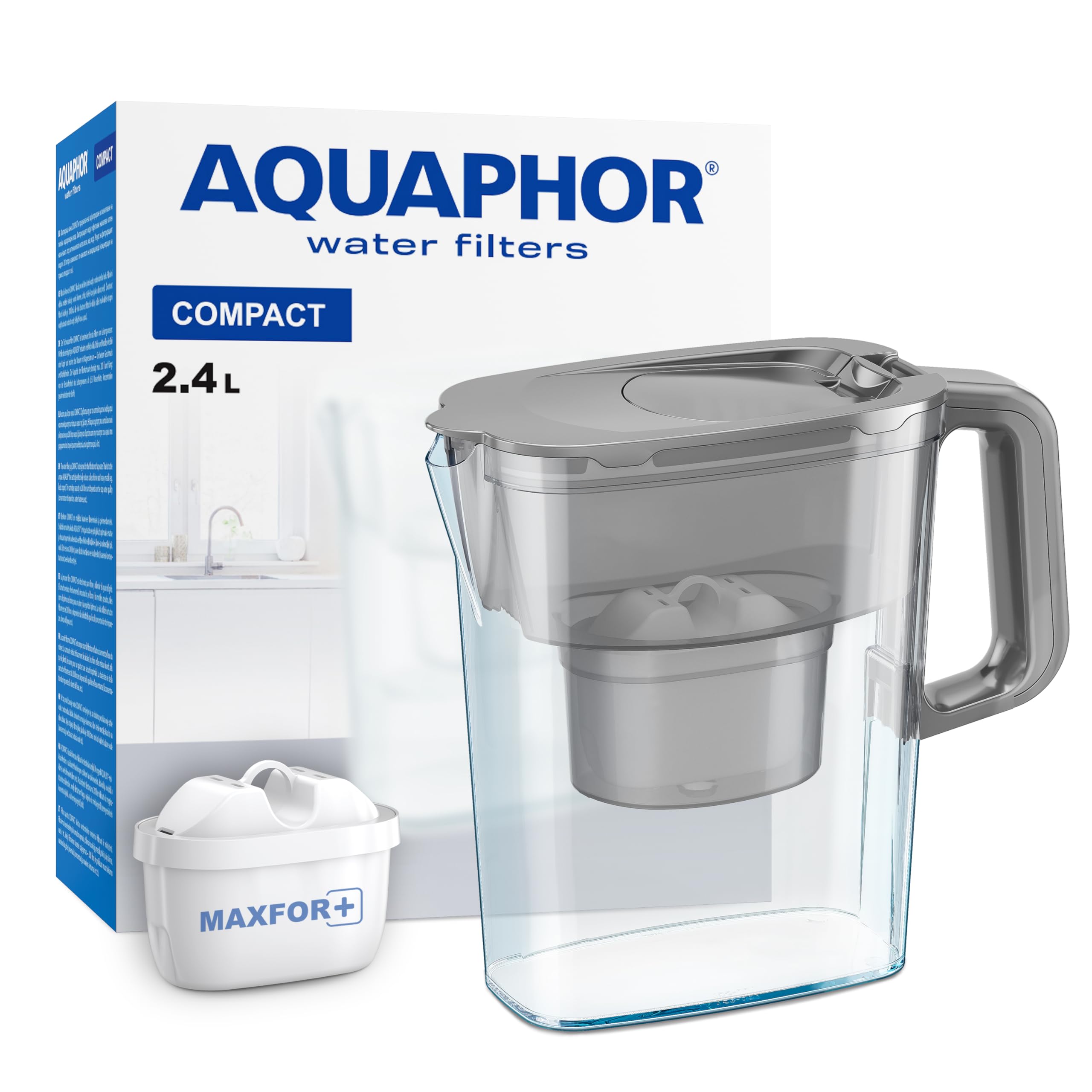 AQUAPHOR Compact Water Filter Jug - 2.4L Capacity with 1 Maxfor+ Filter | Fridge Door Fit 1