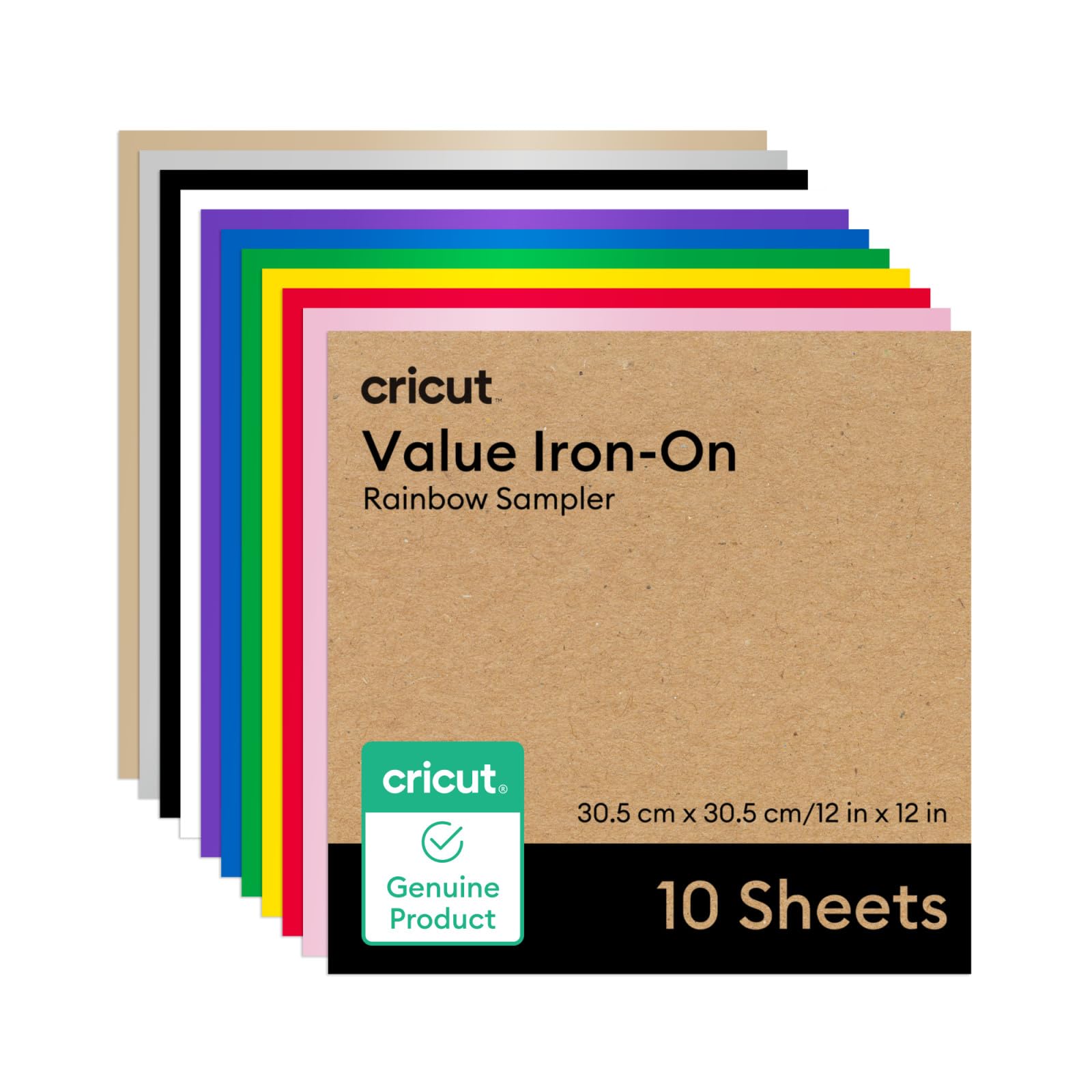 Cricut Value Iron On Vinyl - Rainbow HTV for Custom T-Shirts | 10 Pack, 30.5 cm x 30.5 cm 1