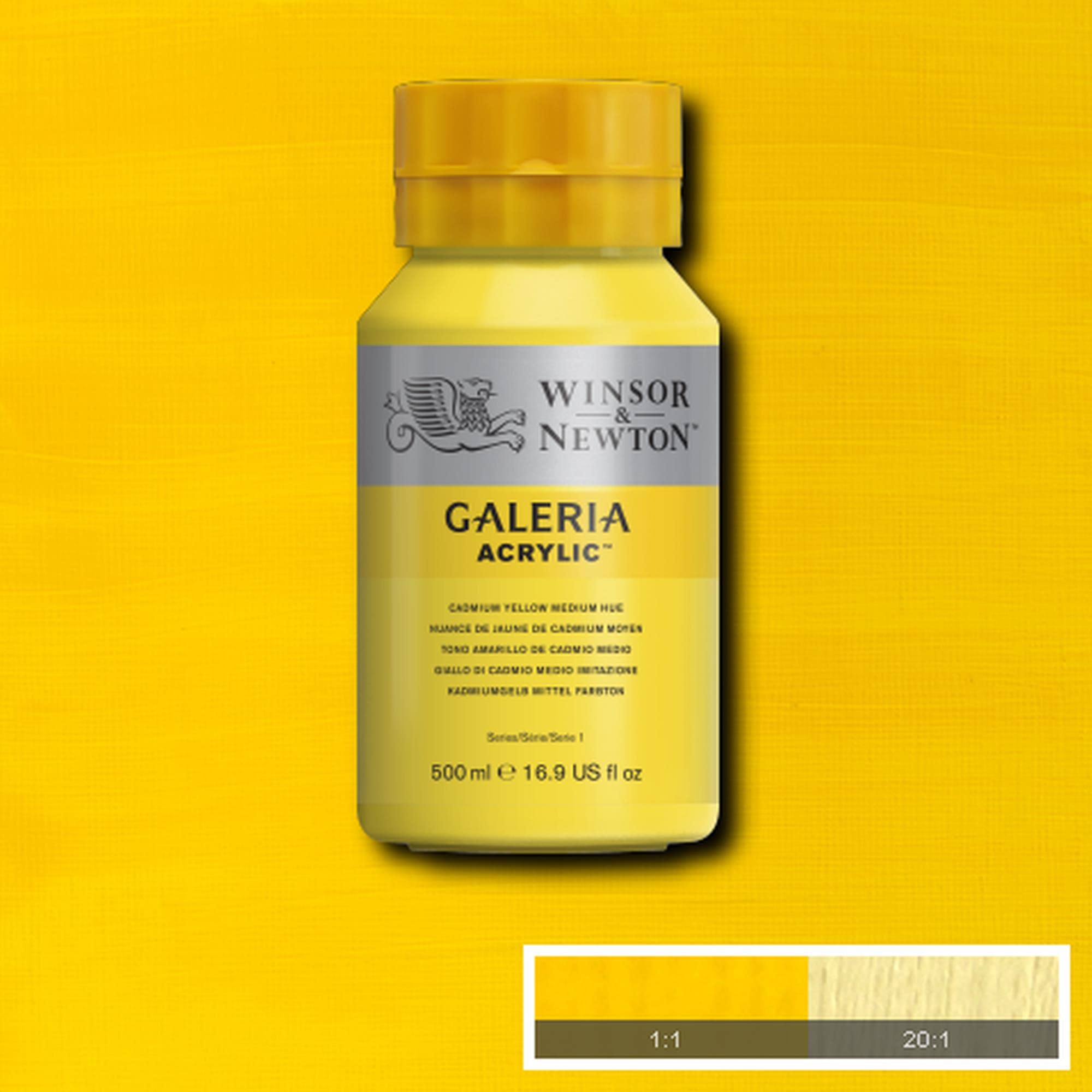 Winsor & Newton Galeria Acrylic Paint - Cadmium Yellow Medium Hue | 500ml Liquid Bottle 2