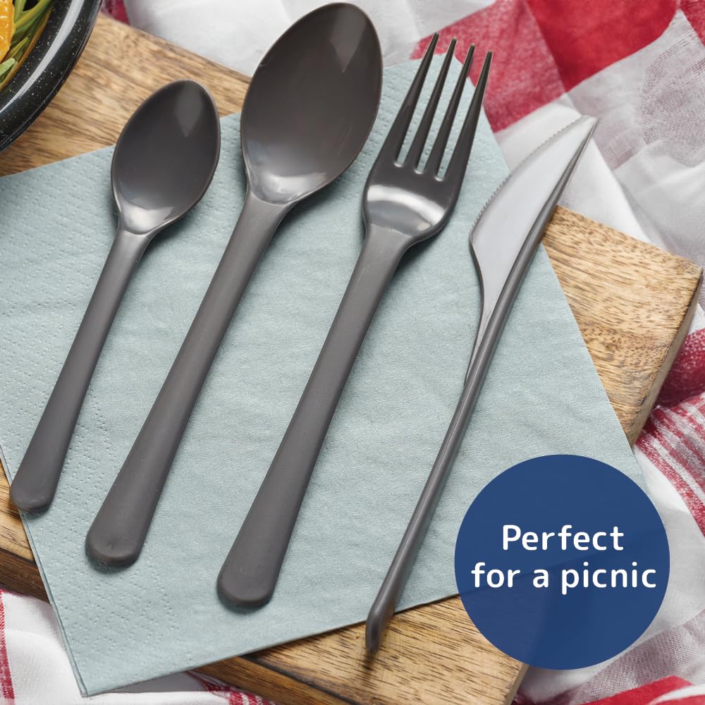 ABENA Gastro Reusable Plastic Forks - 18cm, Charcoal Grey | Pack of 50 6