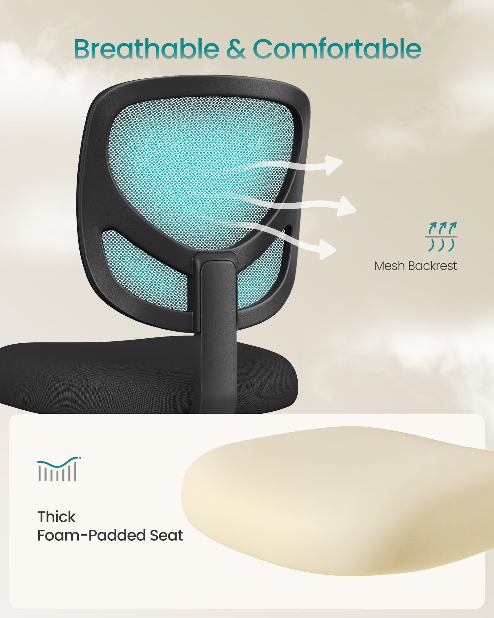 SONGMICS Drafting Stool Chair - Adjustable Height 55-75 cm, 120 kg Capacity, Ergonomic Footrest | Black 5