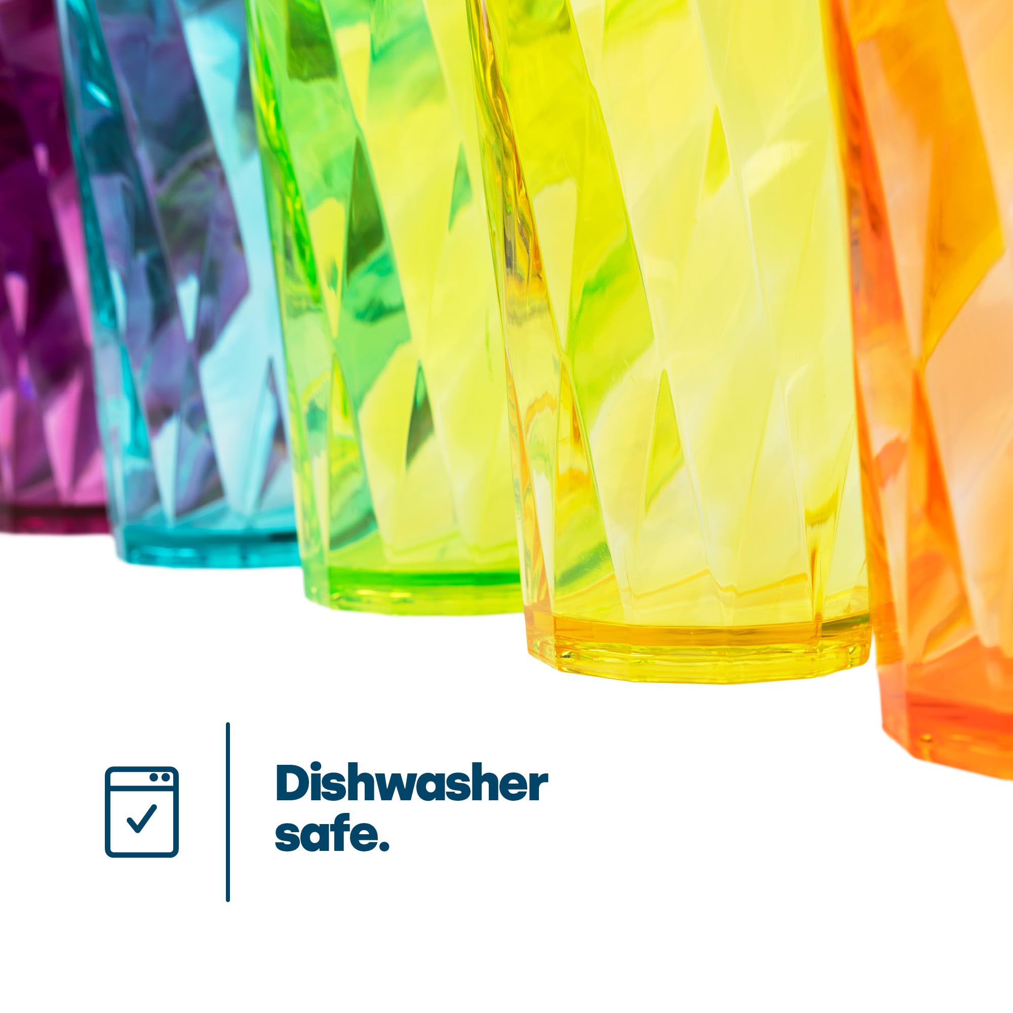 LIVIVO Set of 6 Acrylic Tumblers - 600ml Capacity | Rainbow Gradient Design | Dishwasher Safe 5