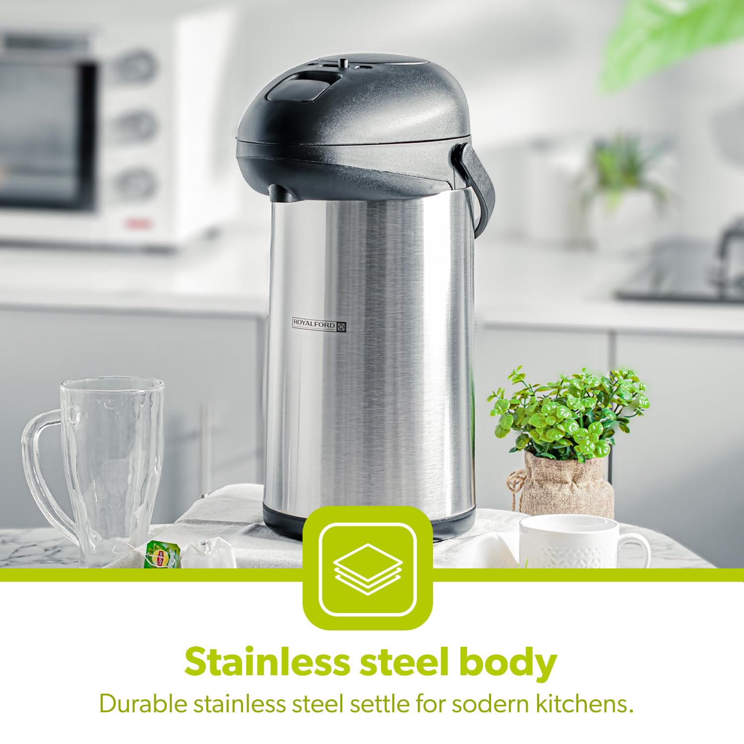 Royalford 5L Stainless Steel Airpot Insulated Vacuum Thermal Flask Jug | Silver 7