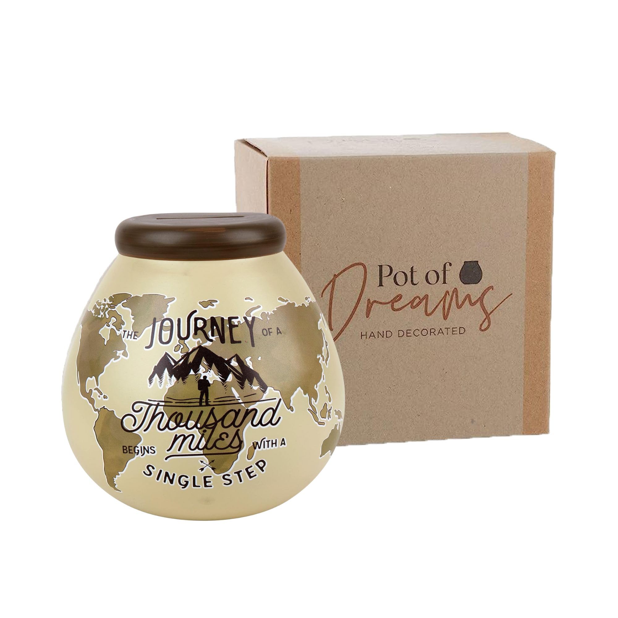 Pot Of Dreams Hand Painted Adventure Globe Ceramic Money Box | Smash to Break Saving | Holds up to £1000 5