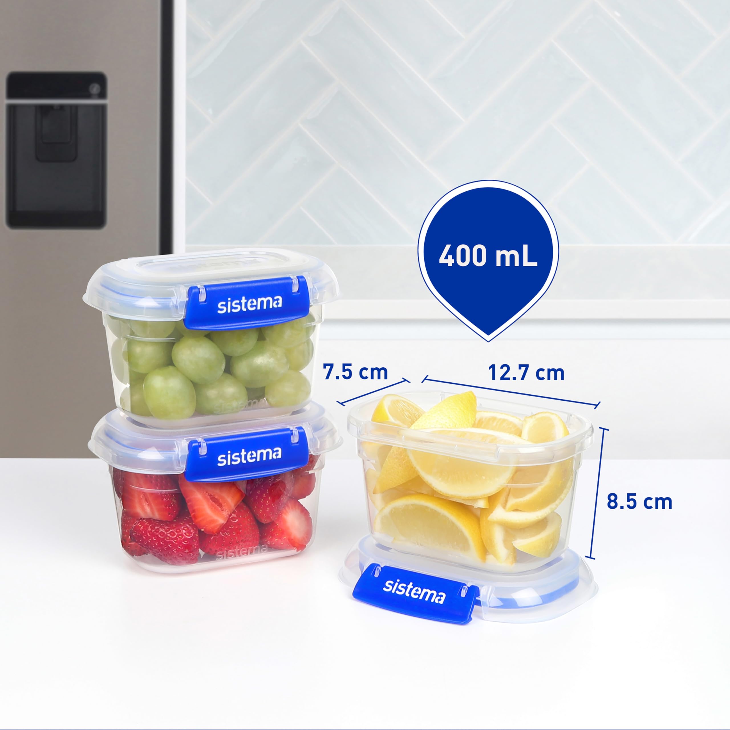 Sistema KLIP IT PLUS Food Storage Containers - 400 ml, 3 Piece Set | Airtight & Leak-Proof | BPA-Free 8