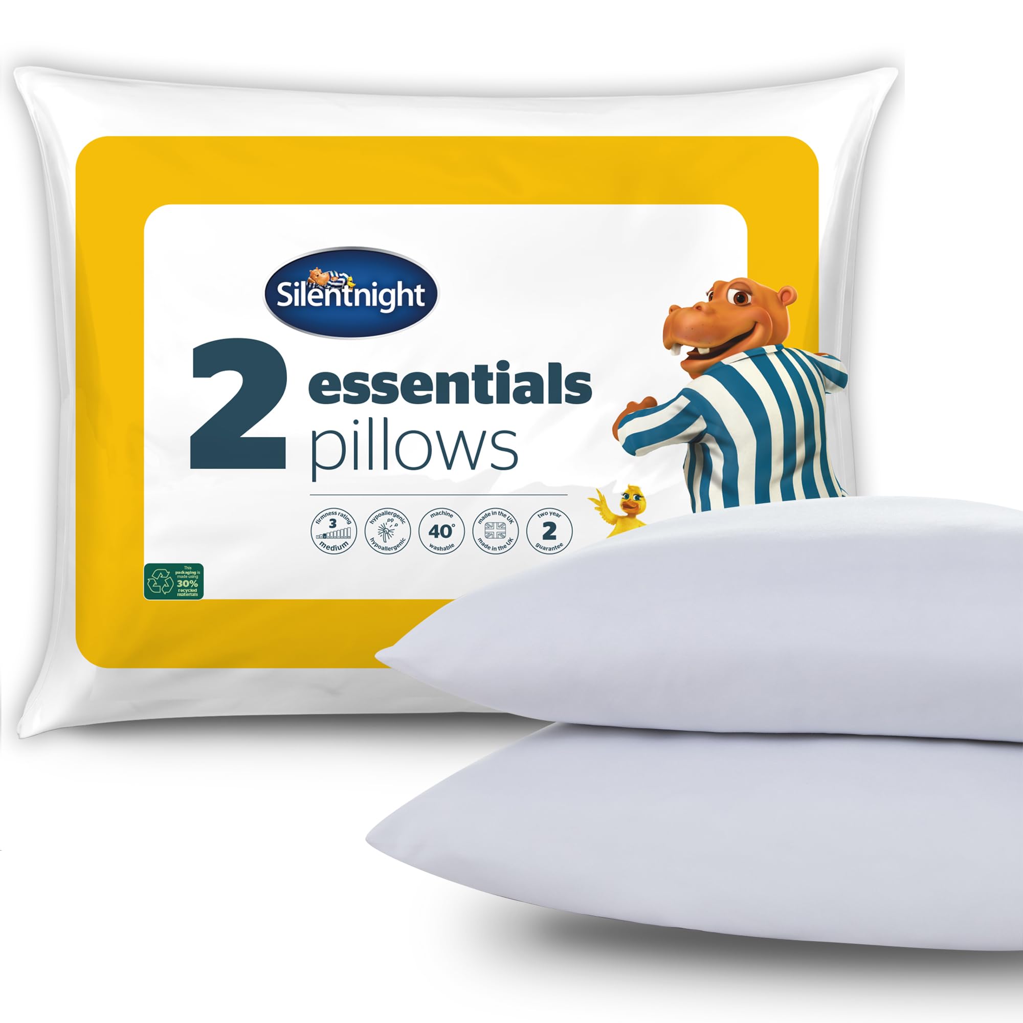Silentnight Essentials Collection Pillow - Soft/Medium Support | Hypoallergenic | Machine Washable | 2 Pack 1
