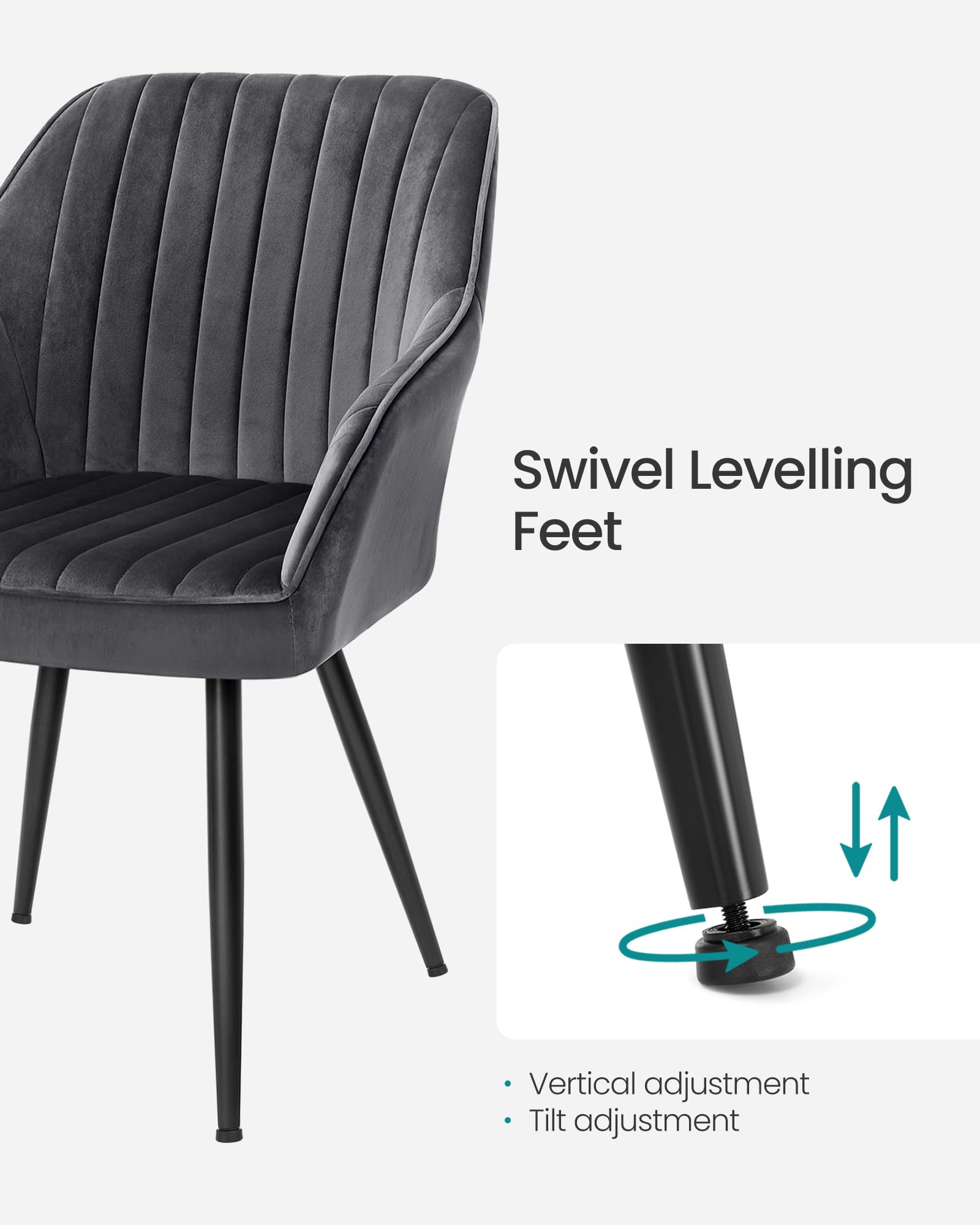 SONGMICS Upholstered Armchair - 49cm Wide Seat | Velvet Upholstery | Supports 110 kg 9