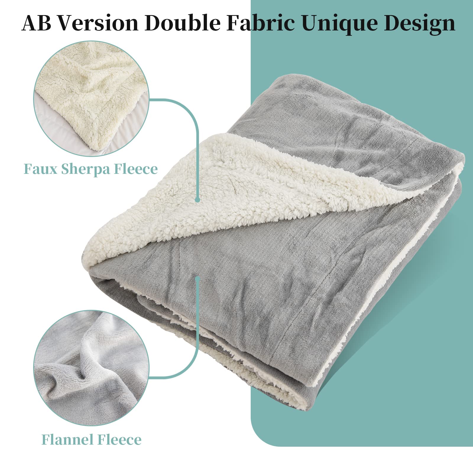Good Nite Reversible Sherpa Fleece Blanket - 130x150cm | Fluffy Polyester | Grey 3