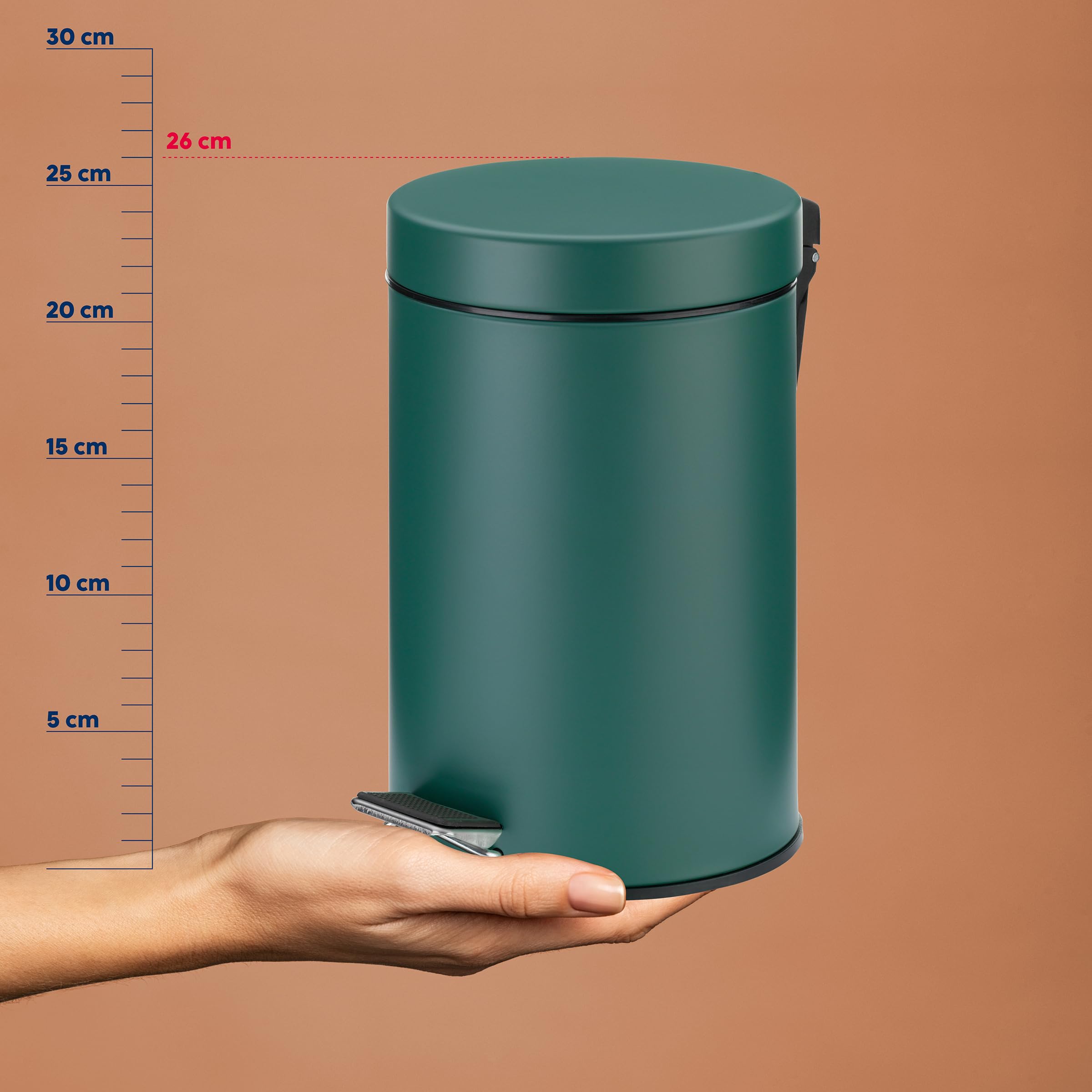 Kela MONACO Bathroom Bin - 3L Capacity, Metal Pedal Bin with Inner Bucket | Alpine Green 4