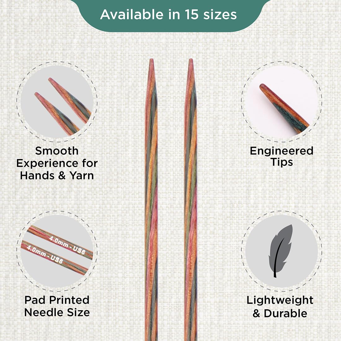 KnitPro Symfonie Single Pointed Knitting Needles - 4.00mm | 25cm Length | Birch Wood 3