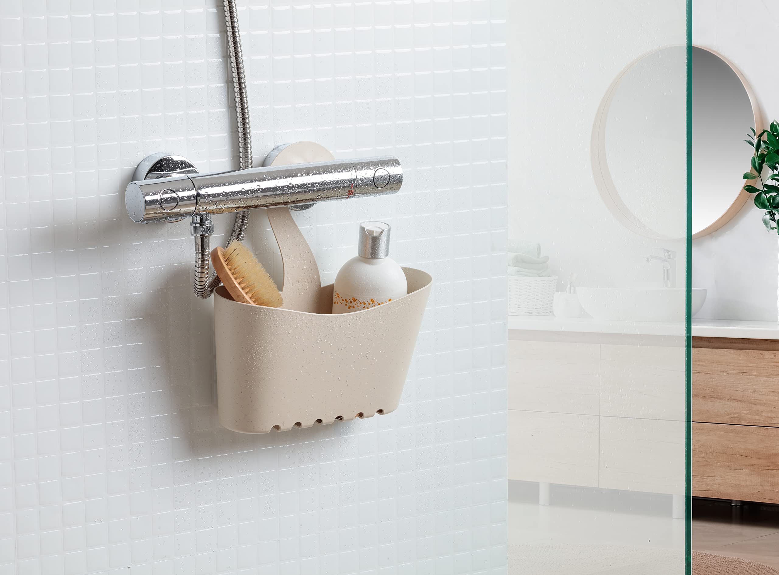 TATAY Multifunctional Shower Caddy - No-Drill Hanging Basket | Stackable | Beige Polypropylene 2