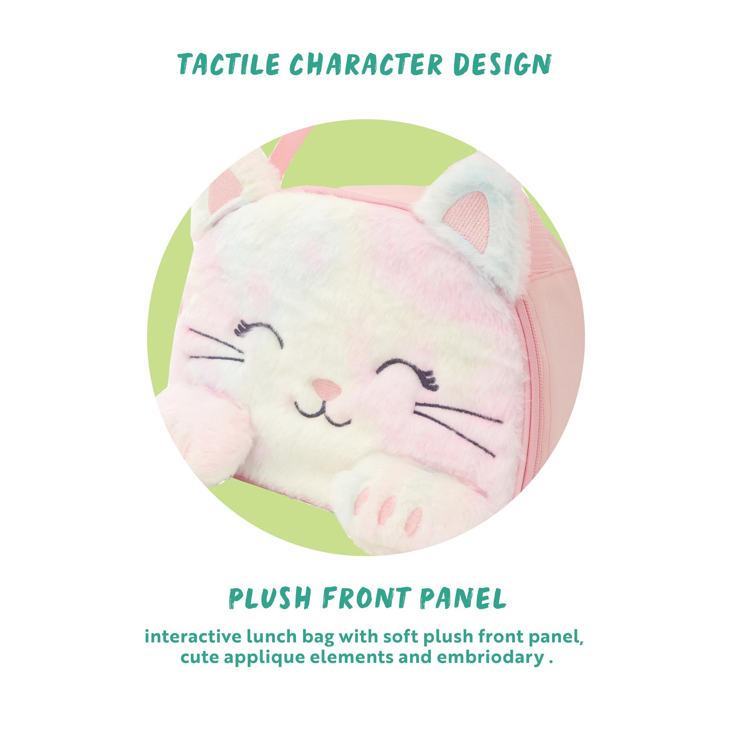 Polar Gear Fluffy Kitty Sensory Lunch Bag - Pink | Insulated | Wipe-Clean Interior 6