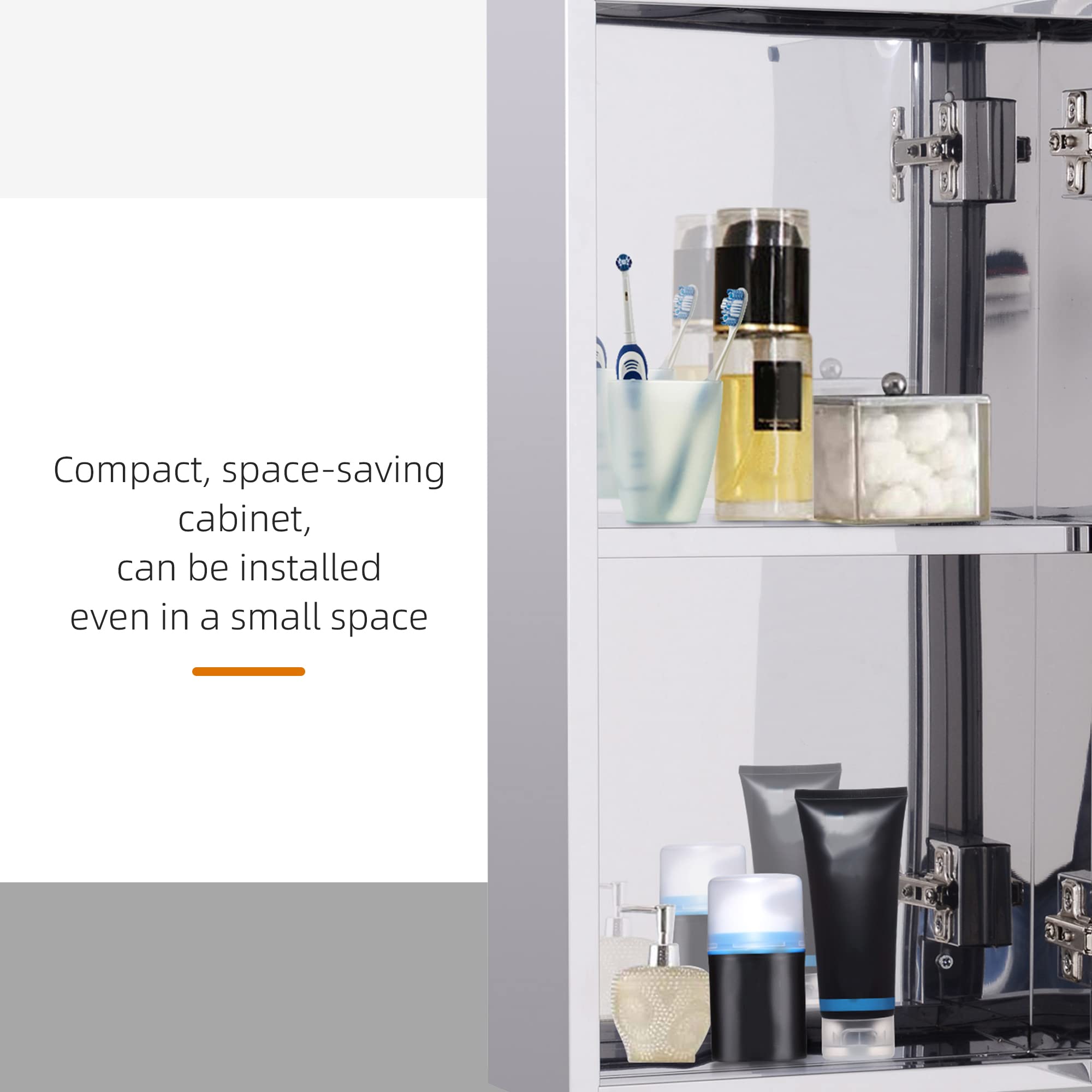 HOMCOM Stainless Steel Wall-mounted Bathroom Mirror Storage Cabinet | 55cm H x 30cm W | Silver 7