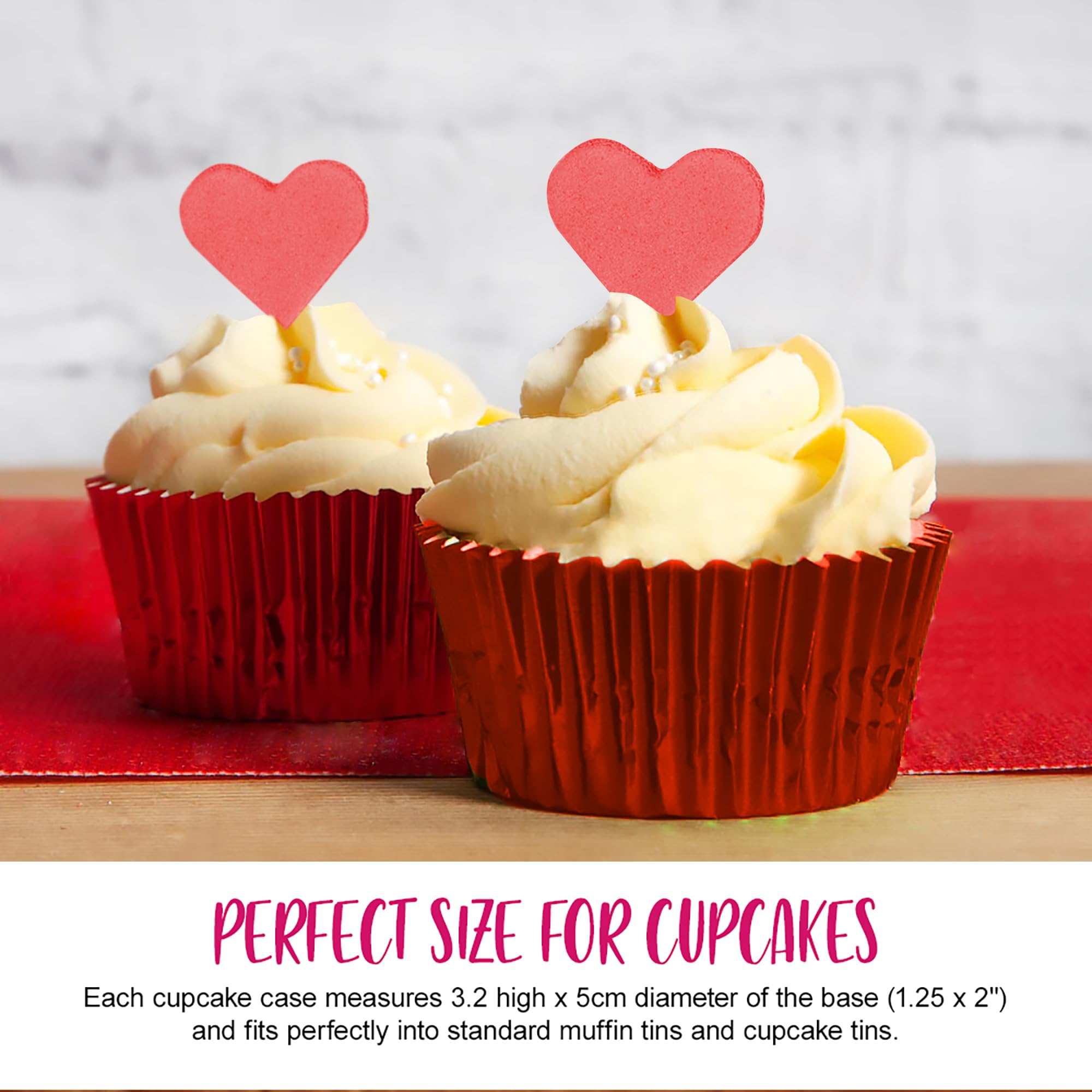 Anniversary House Red Foil Cupcake Cases - 45 Count | Heavy-Duty Foil | Fits Standard Tins 6