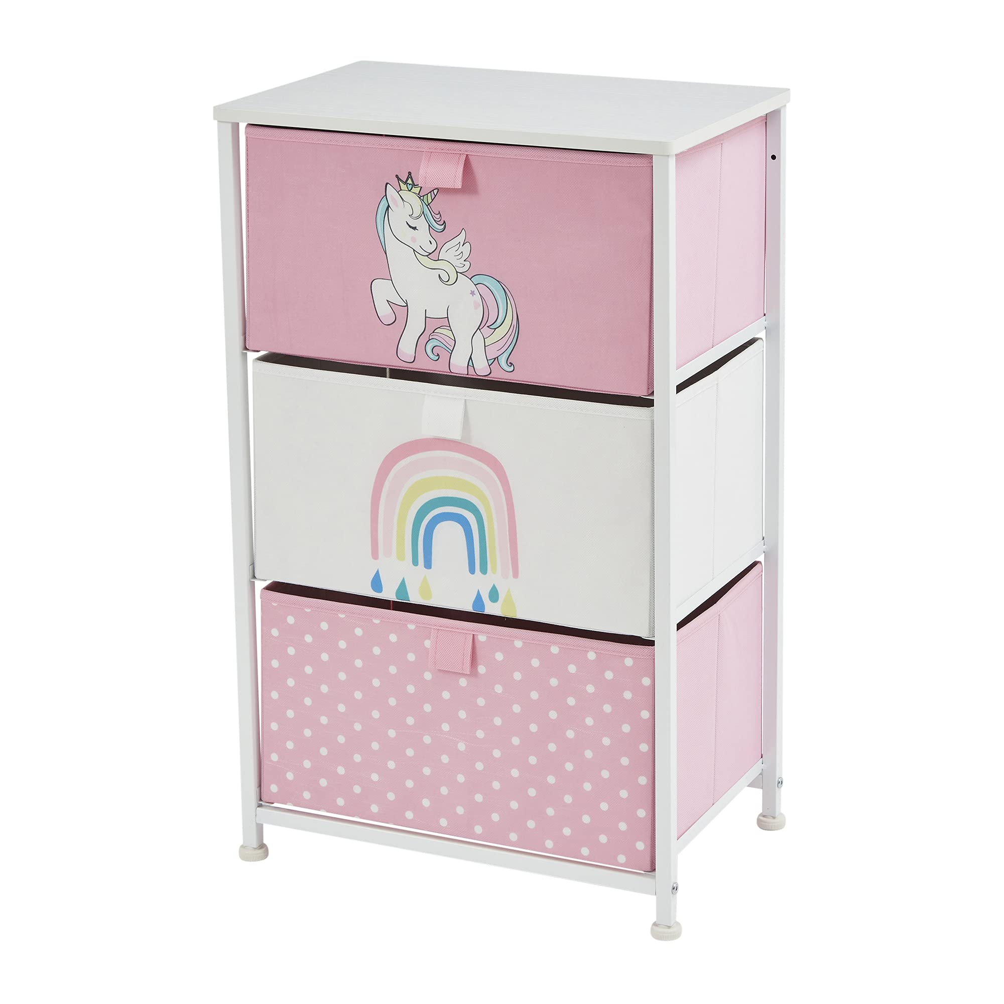 Liberty House Toys Unicorn 3-Drawer Fabric Storage Chest | Pink | H730 x W450mm 3