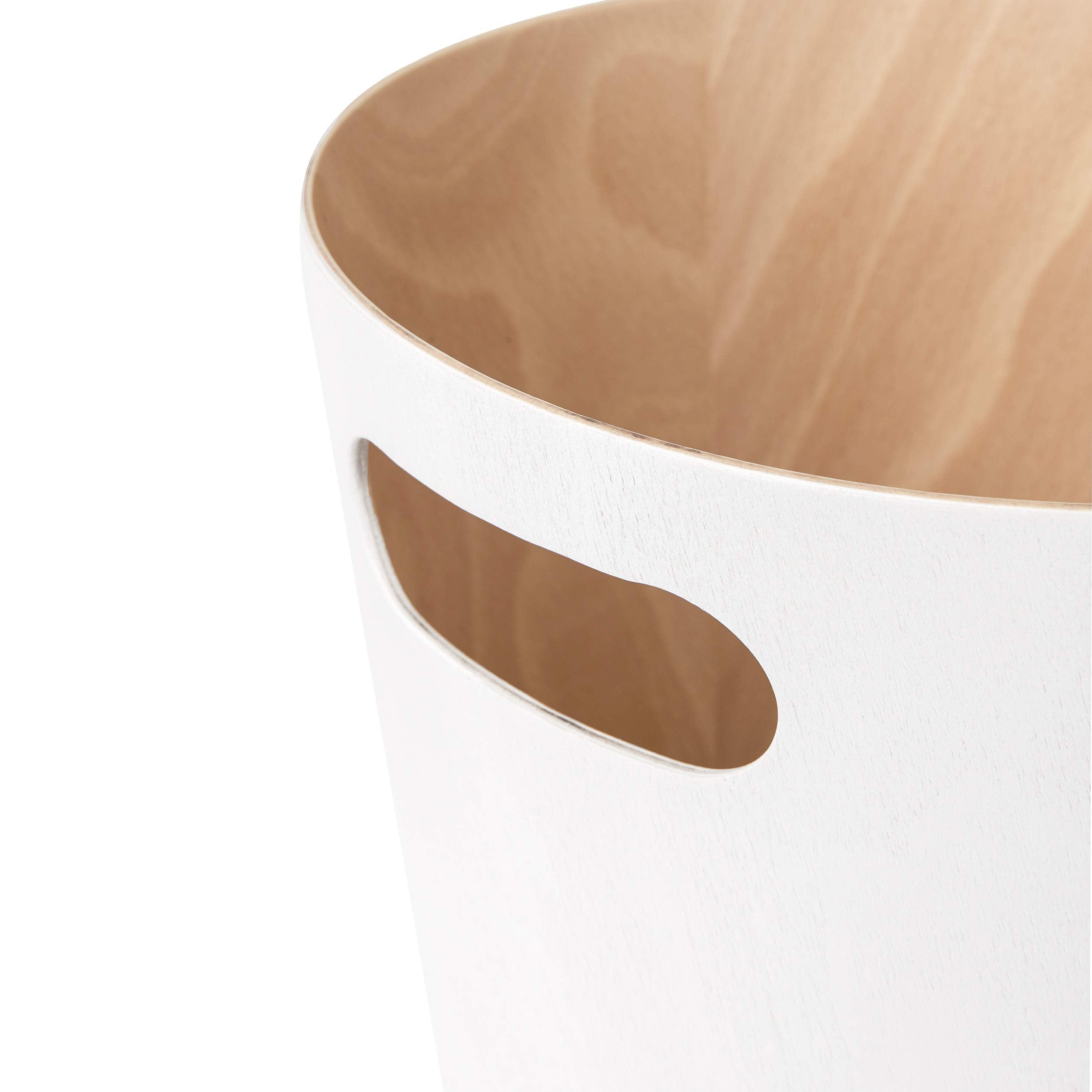 Umbra Woodrow Paper Bin - 2 Gallon (7.5L) Capacity | Wood Material | White/Natural Finish 8