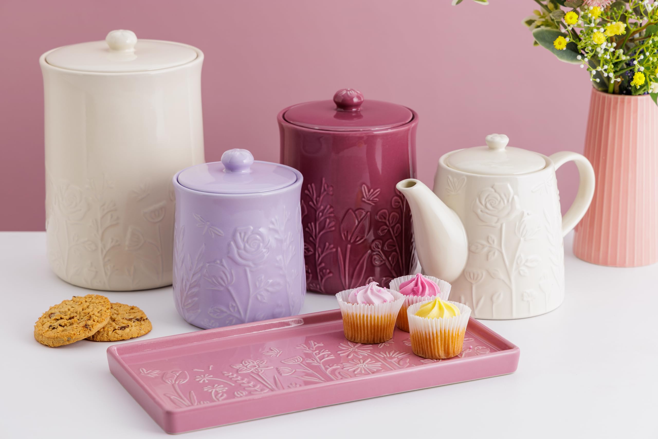 Mason Cash In the Meadow Spoon Rest - Embossed Floral Design | Durable Ceramic | Purple 5