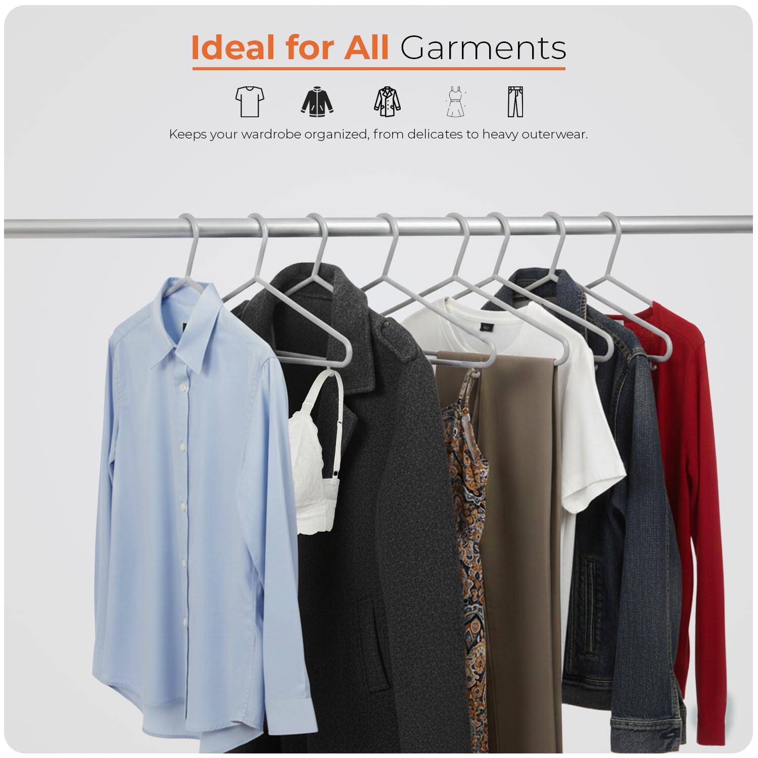 Scott 11 Plastic Coat Hangers - 25 Pack Grey Slim Non-Slip for Suits & Shirts 4