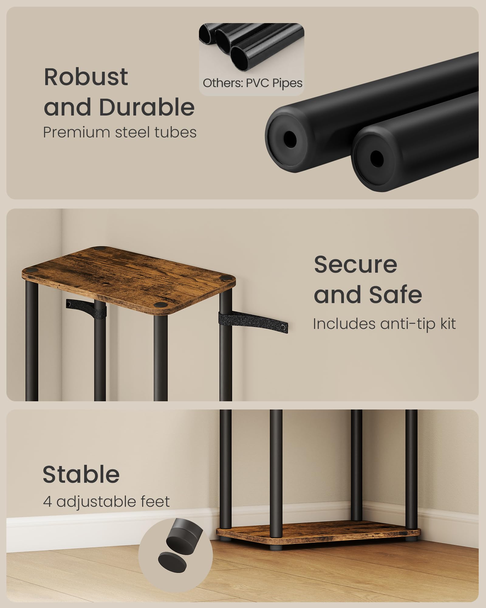 VASAGLE 5-Tier Standing Shelf Unit - Toolless Assembly | 30kg Total Capacity | 38W x 139H cm 6