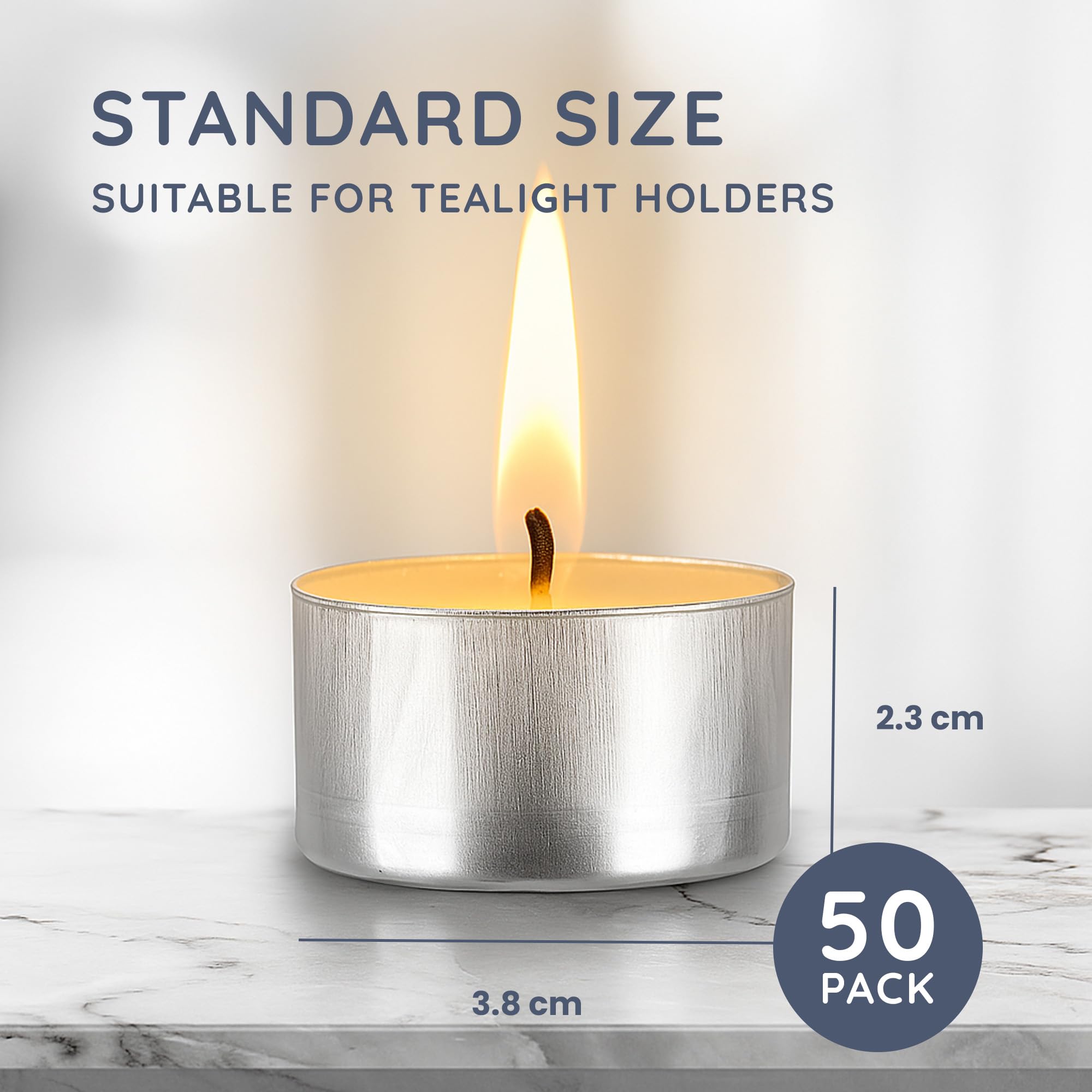 CUQOO Unscented Tealight Candles - 8 Hour Burn Time | 50 Pack | Plant-based Wax 4