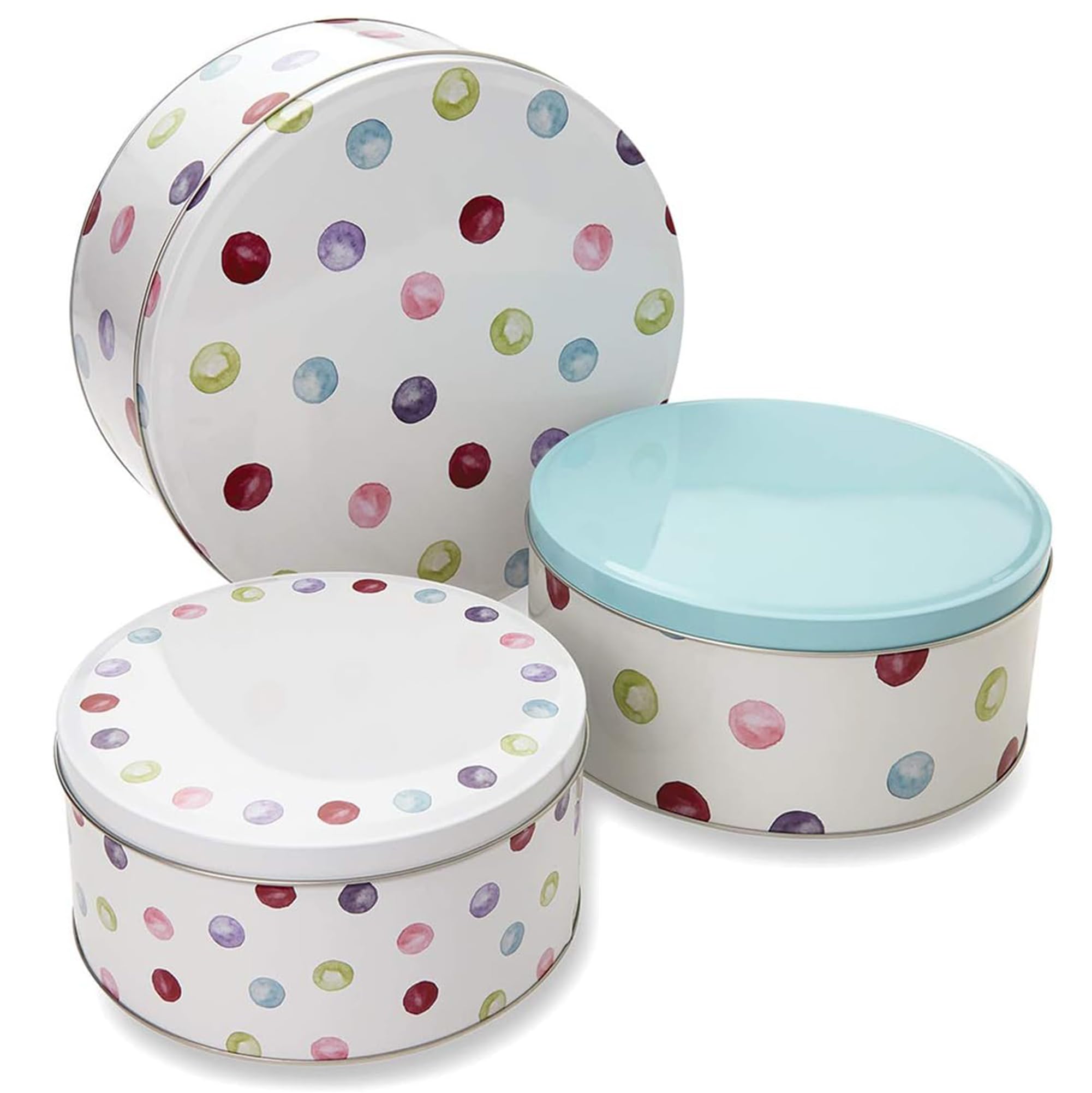 Cooksmart England Set of 3 Round Cake Storage Tins | Retro Biscuit Tin Design | Durable Tin