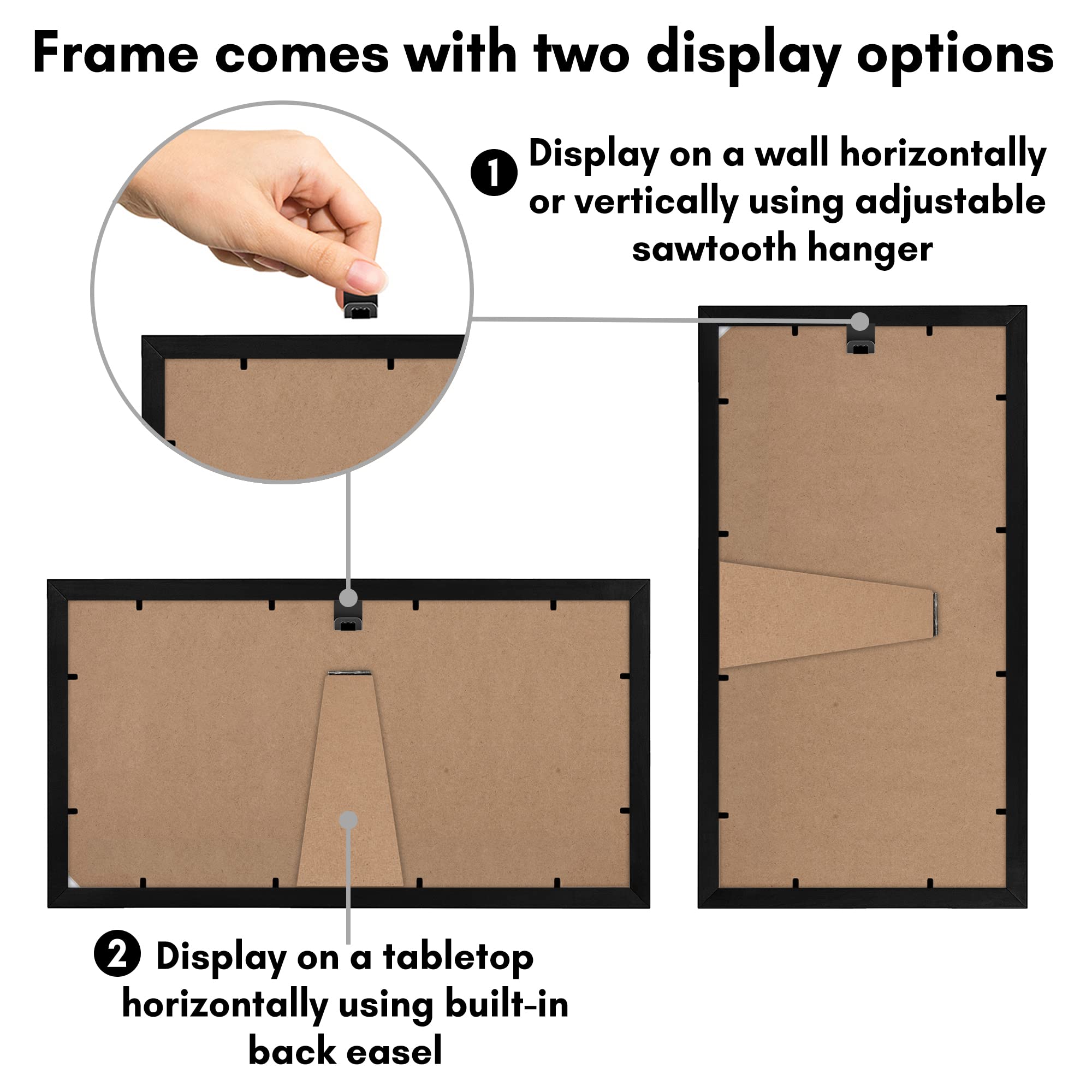 Americanflat Black 8x16 Collage Photo Frame for One 8x16 or Three 4x6 Photos | Shatter-Resistant Glass 6