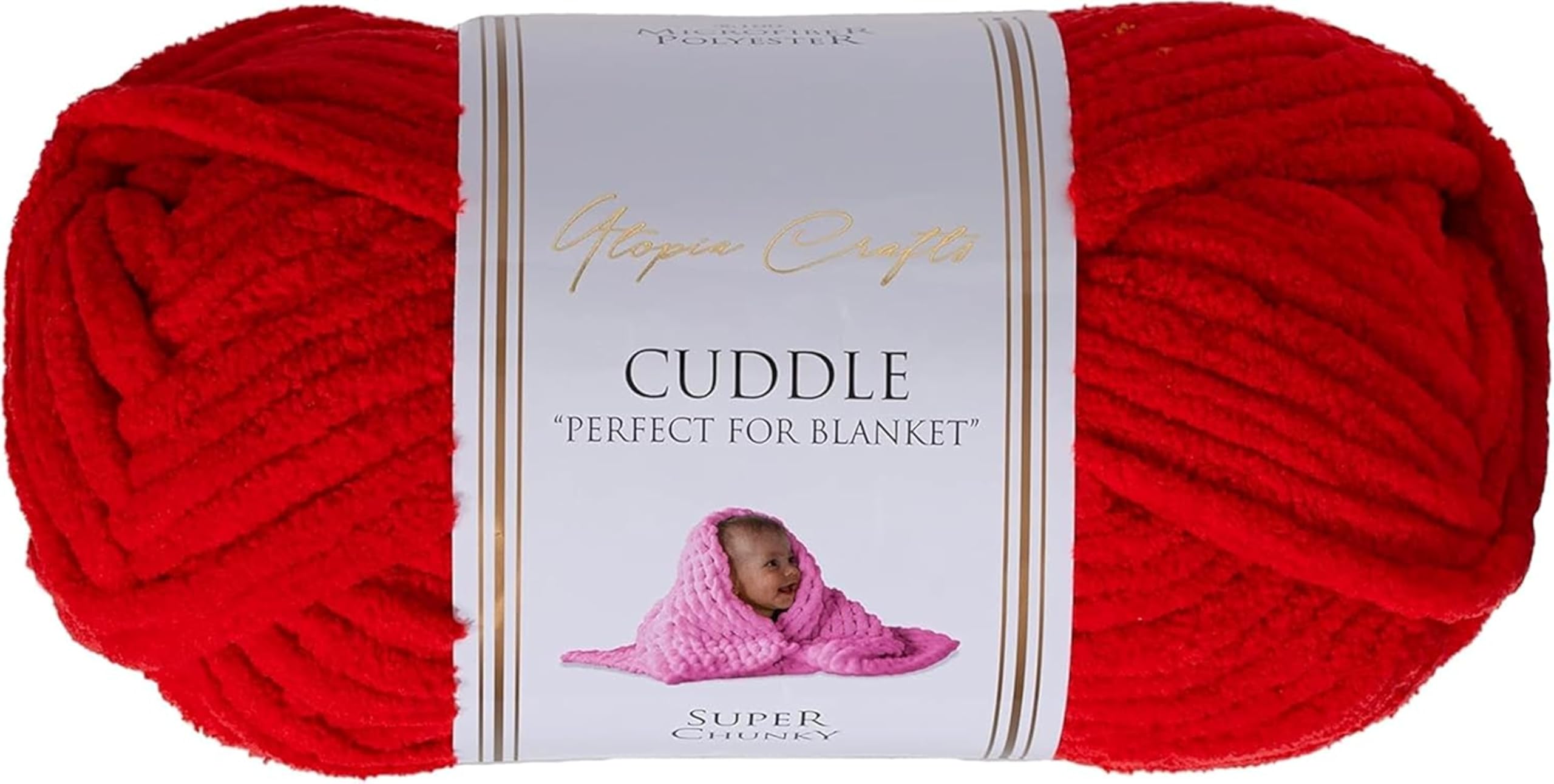 Utopia Crafts Cuddle Super Chunky Chenille Yarn - Red | 100g Skein | Polyester 1